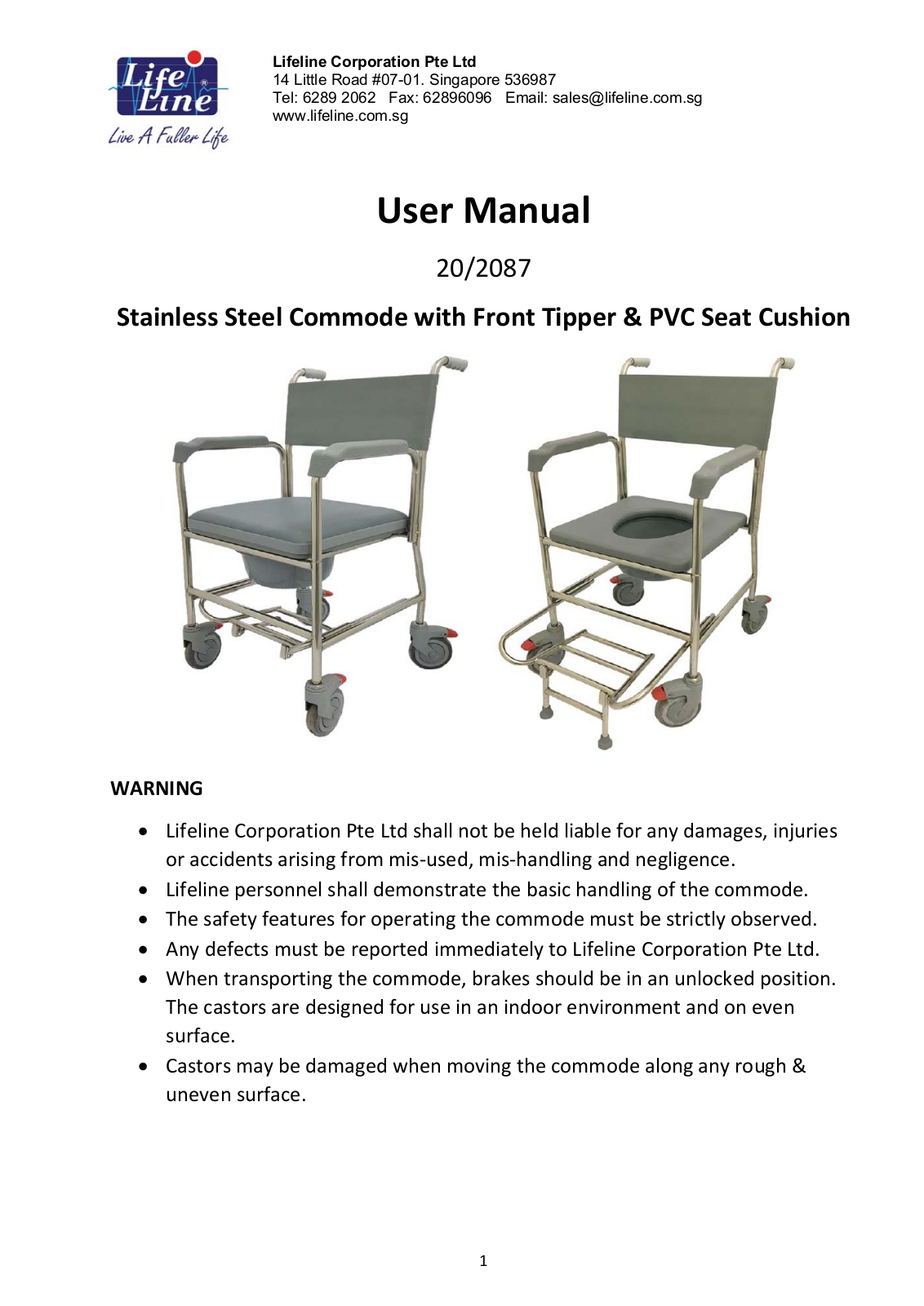 Lifeline Commode User Manual