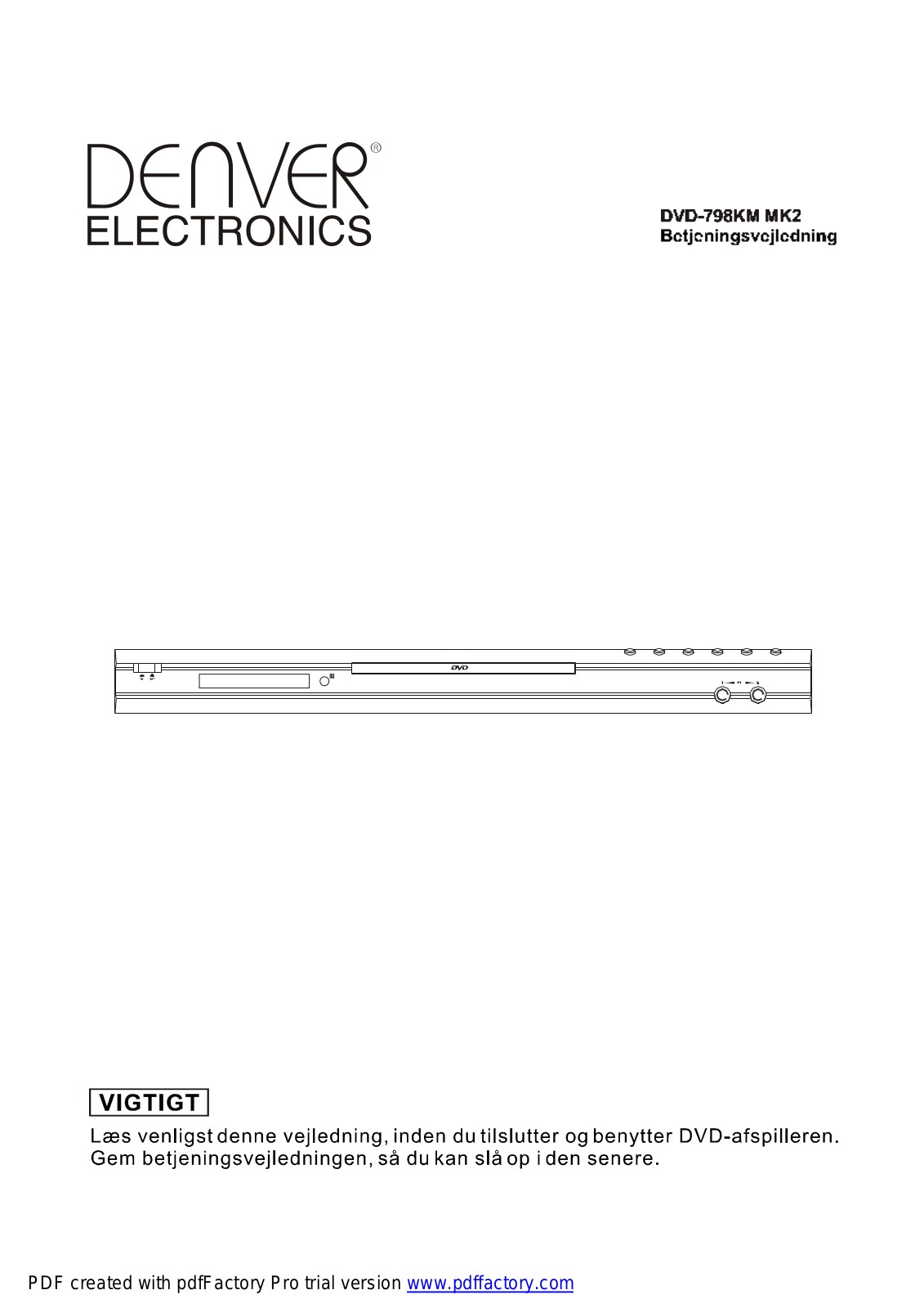 Denver DVD-798KM MK2 User Manual