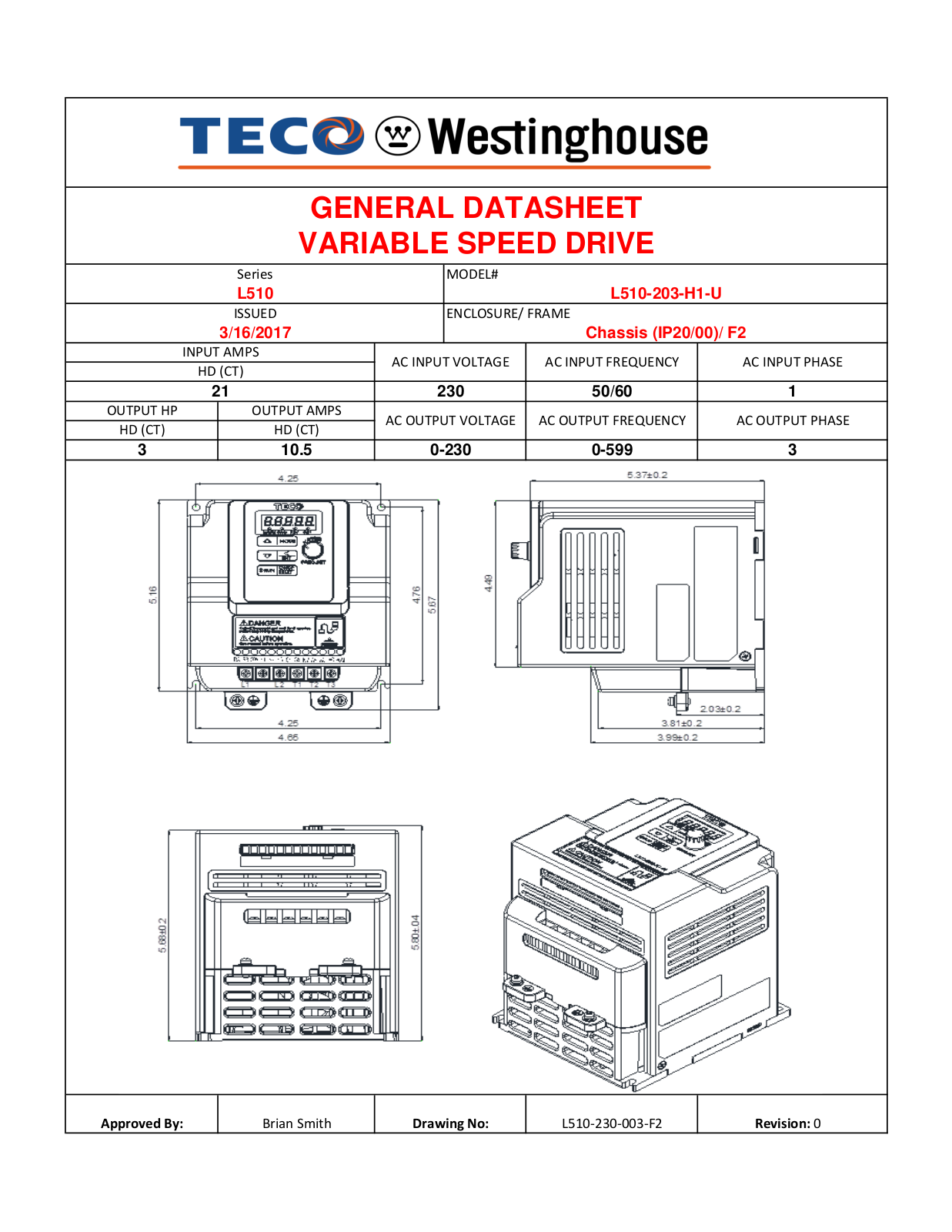 Teco L510-203-H1-U Data Sheet