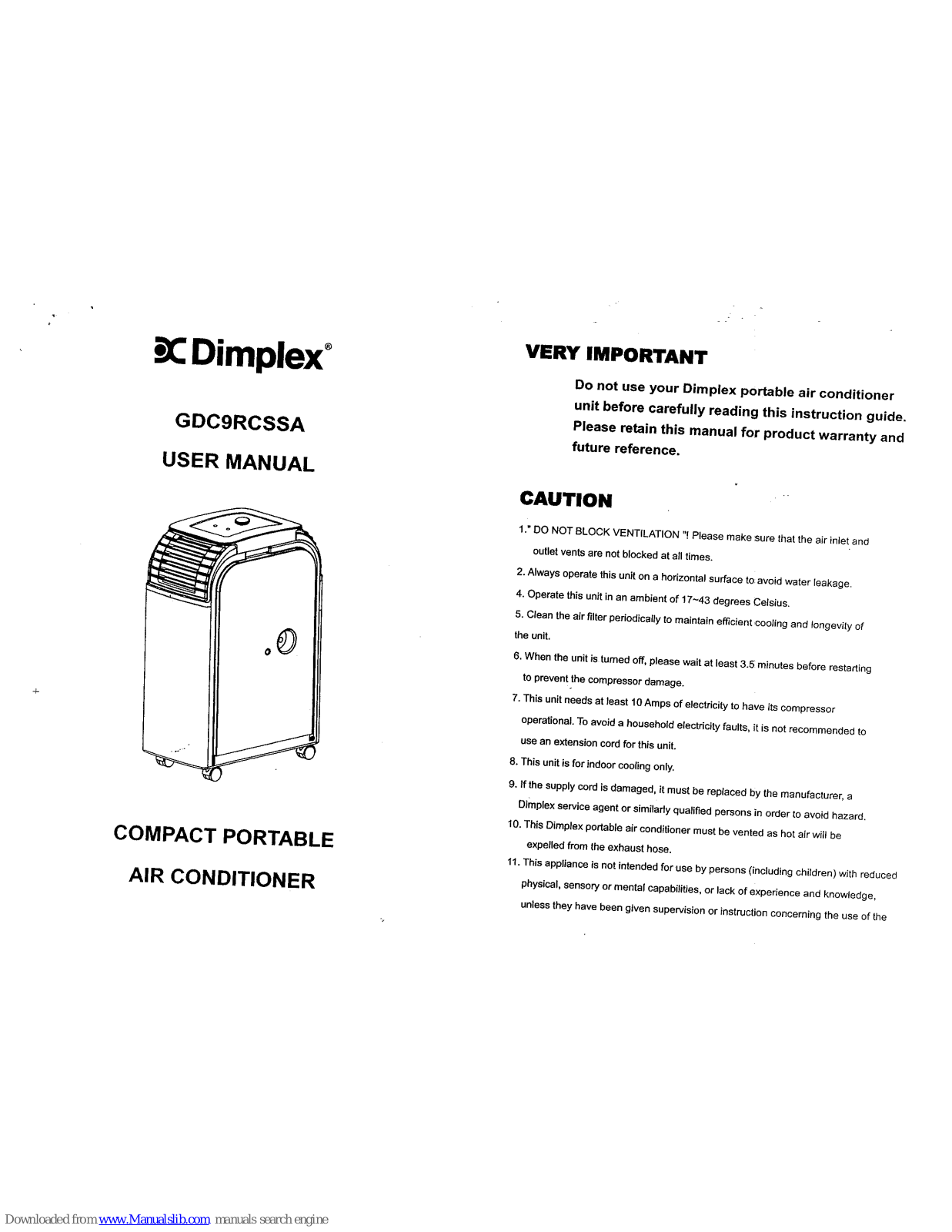 Dimplex GDC9RCSSA User Manual