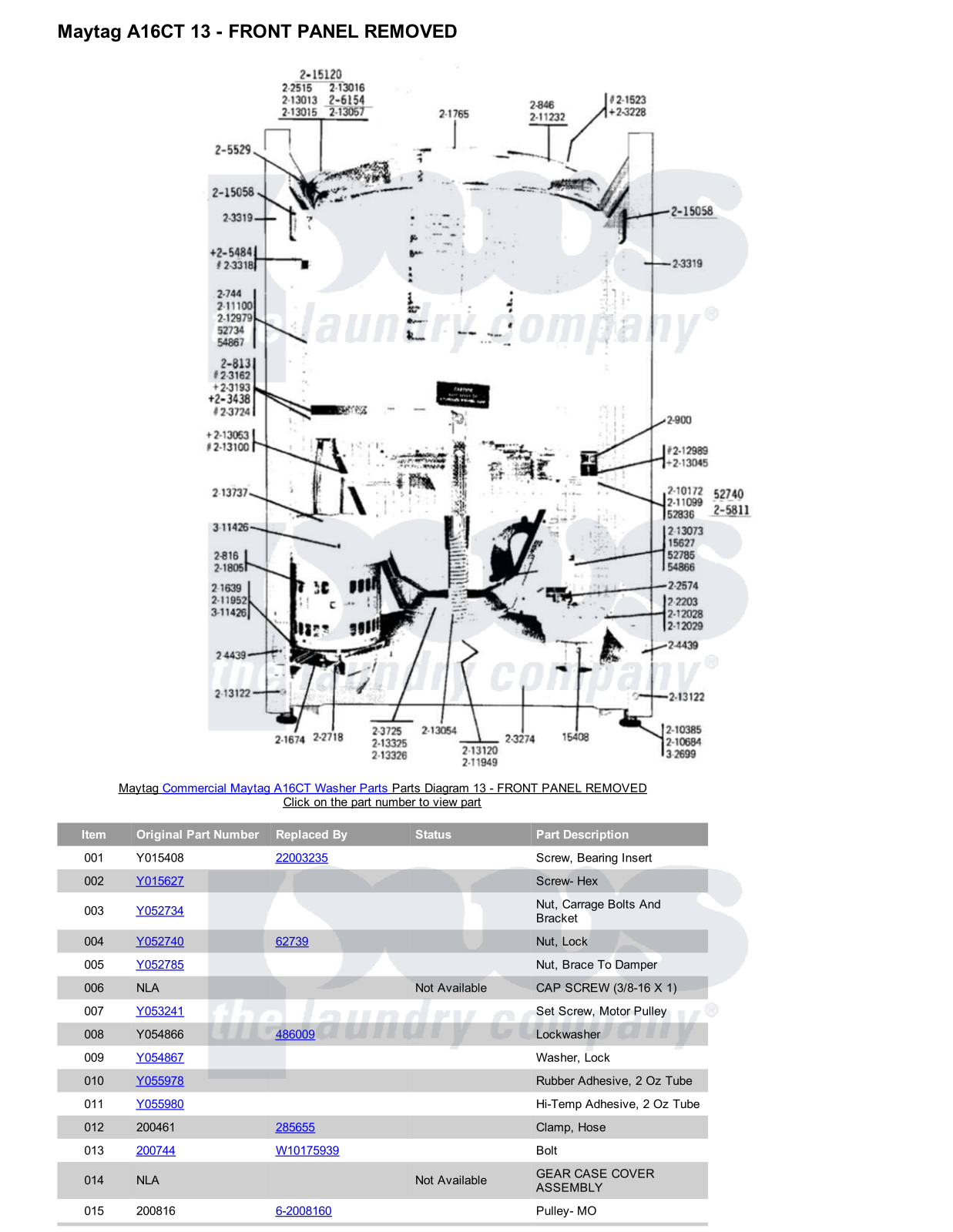 Maytag A16CT Parts Diagram