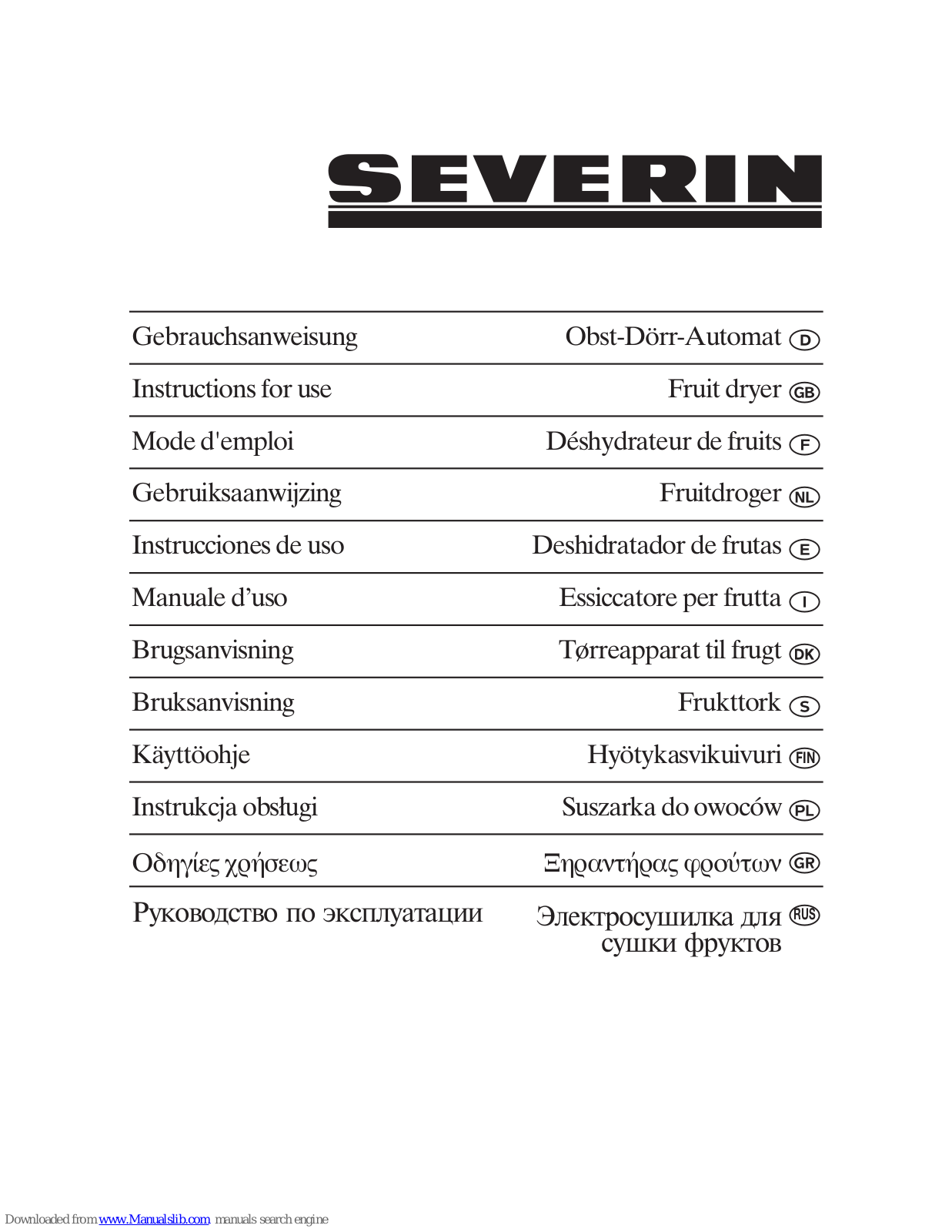 SEVERIN OD 2940,OD 2940 Instructions For Use Manual