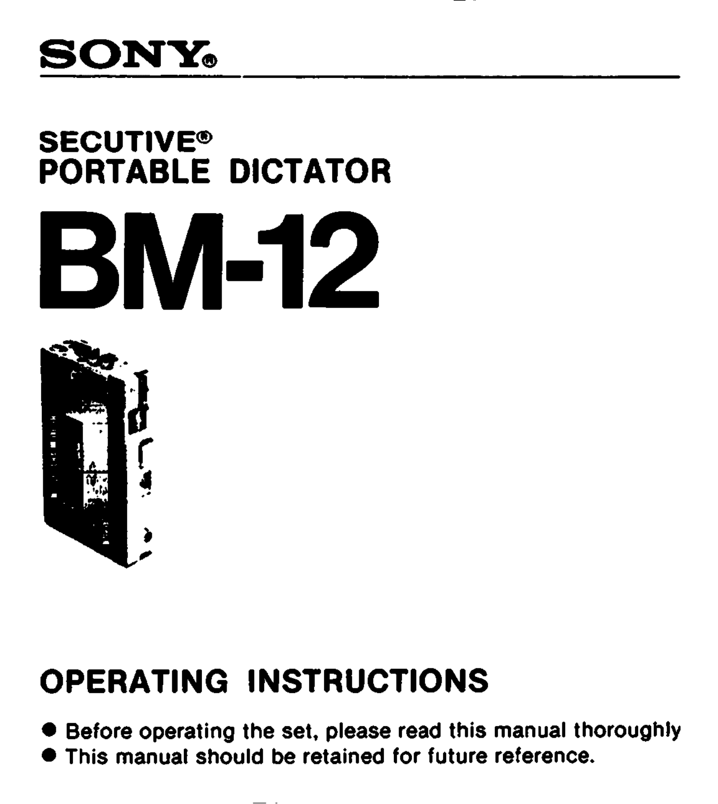 Sony BM-12 User Manual
