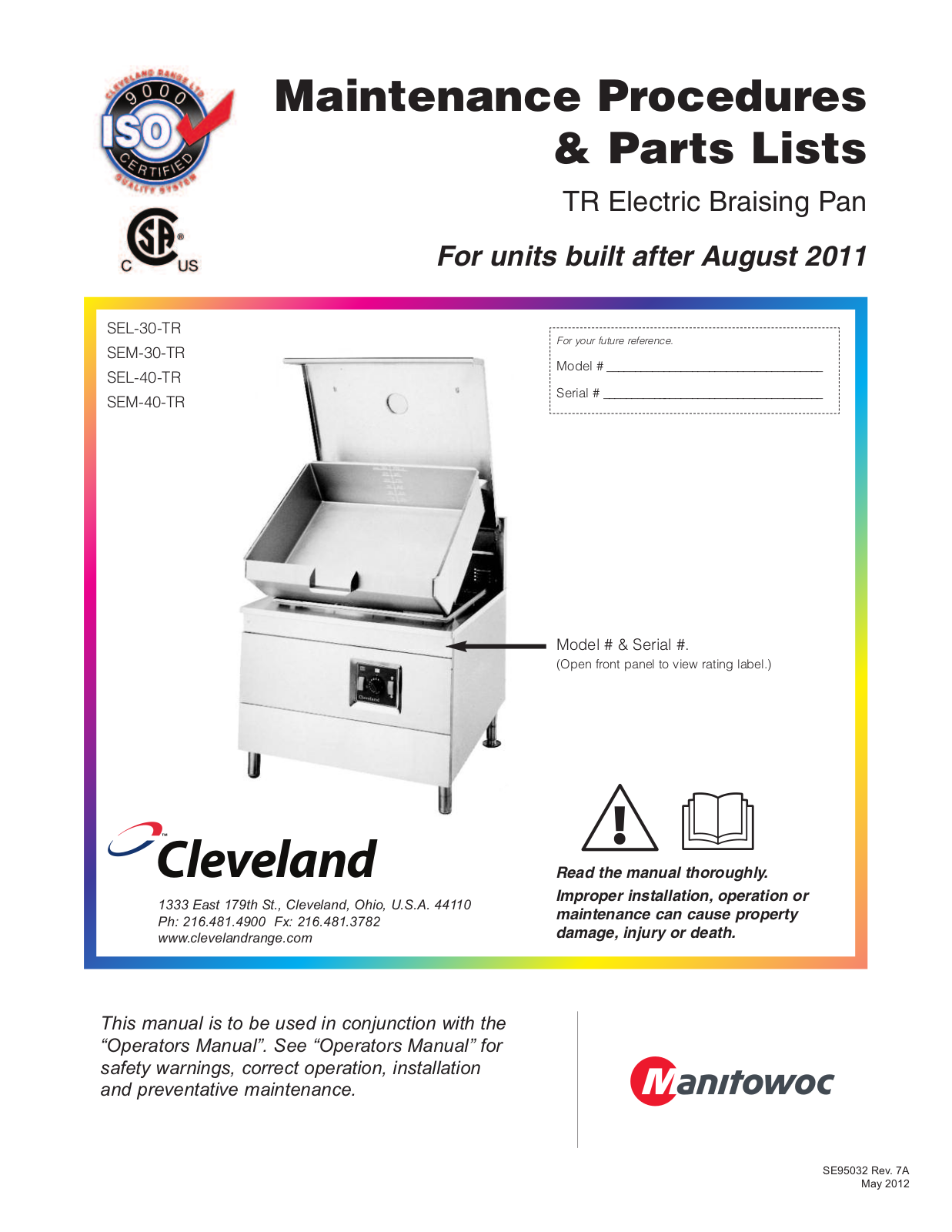 Cleveland SEL-30-TR User Manual