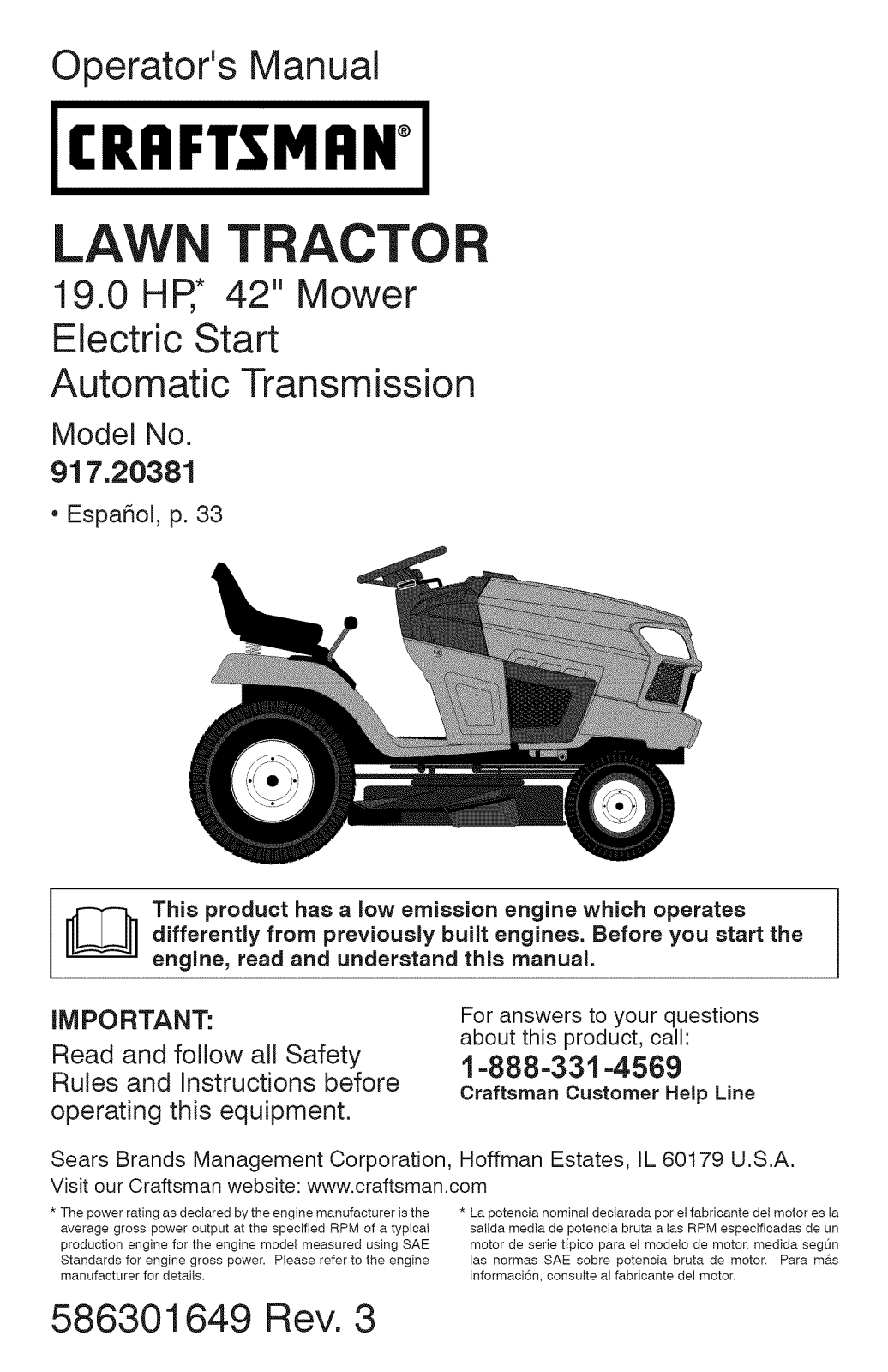 Craftsman 917203810 Owner’s Manual