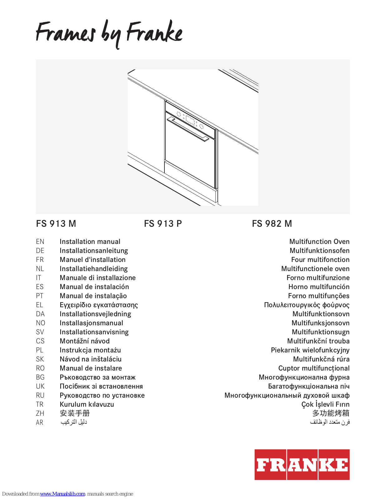 Franke FS 913, M FS 913 P, FS 982 M Installation Manual