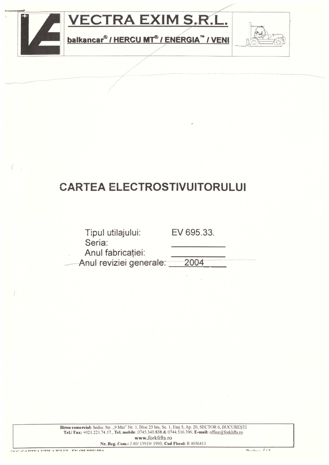 VECTRA EXIM EV 698 User Manual