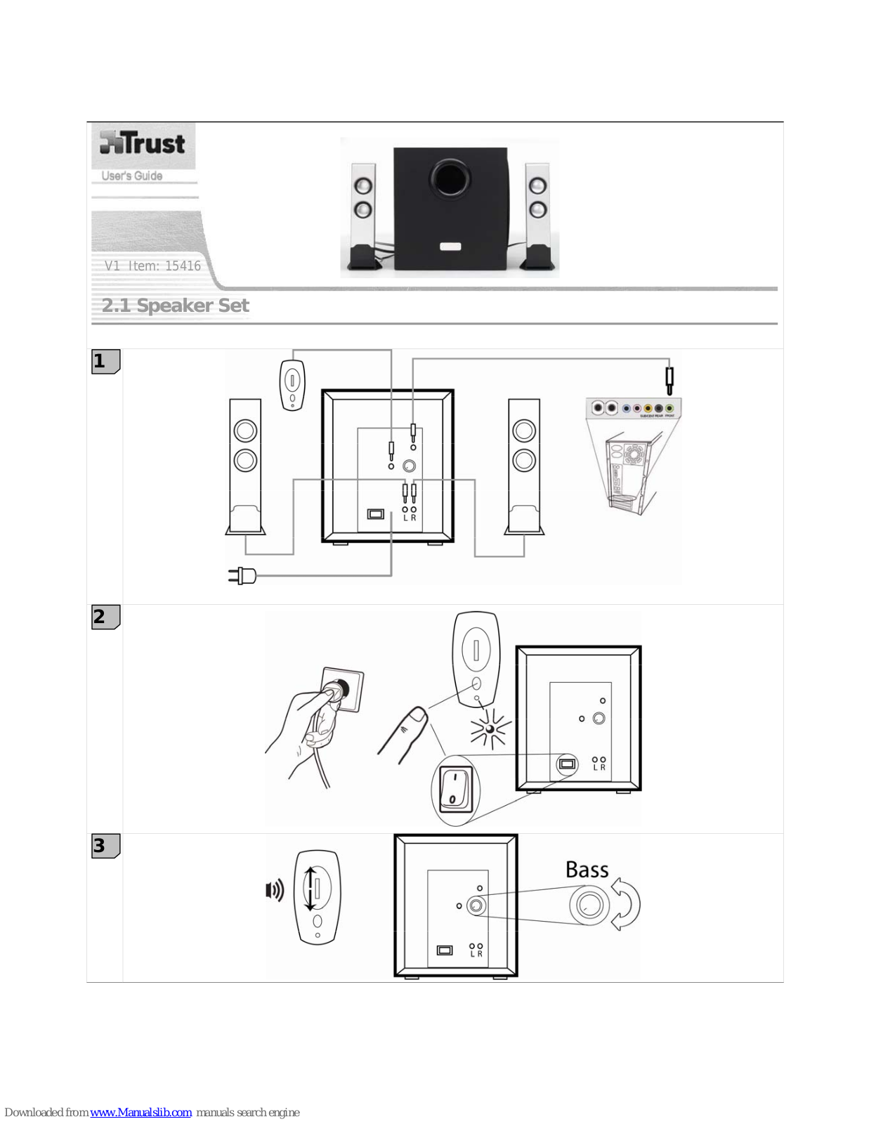 Trust Speaker Set, 15416, V1 User Manual