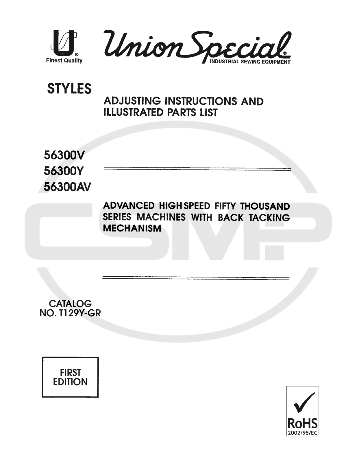 Union Special T129Y GR Parts Book