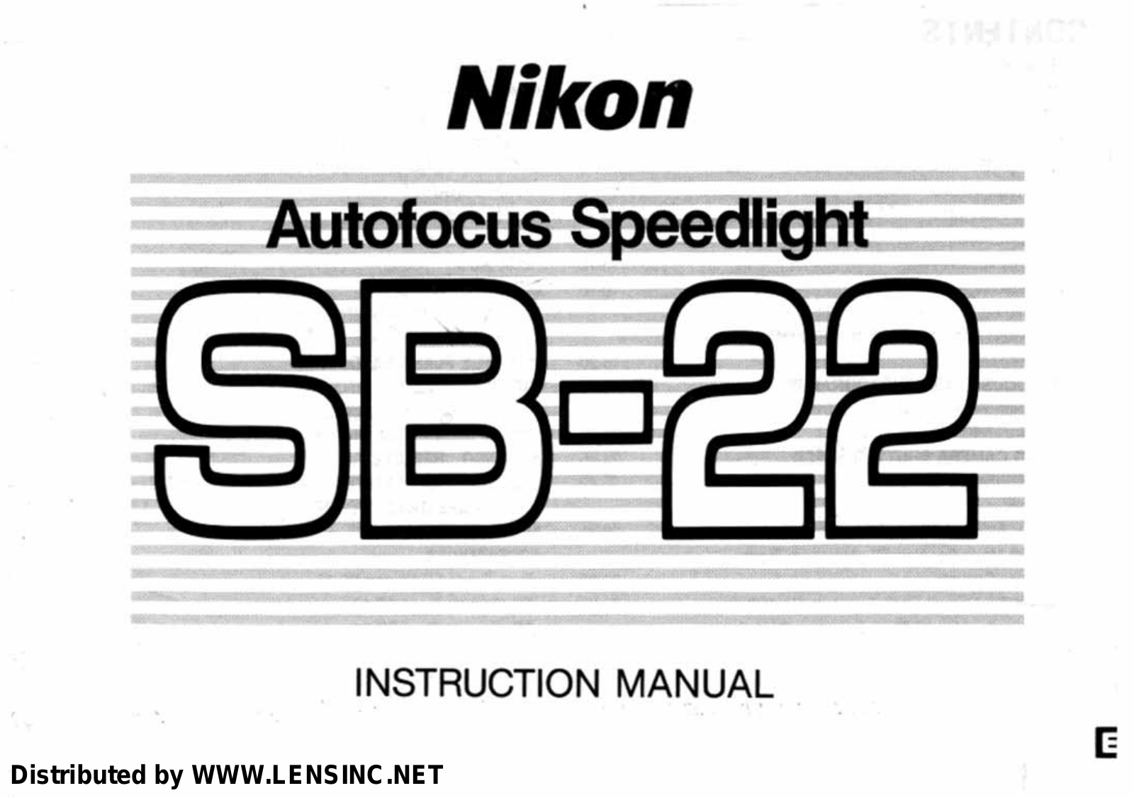 Nikon SB-22 AF SPEEDLIGHT Instruction Manual