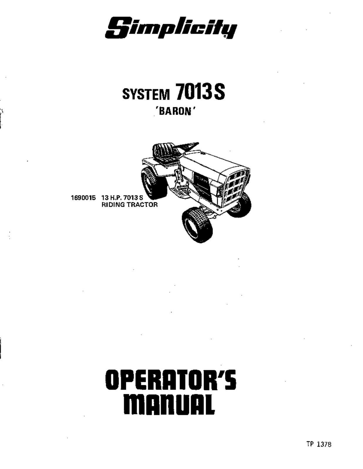 Simplicity System 7013S User Manual