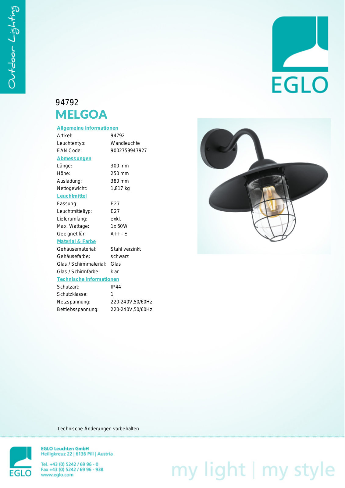 Eglo 94792 Service Manual