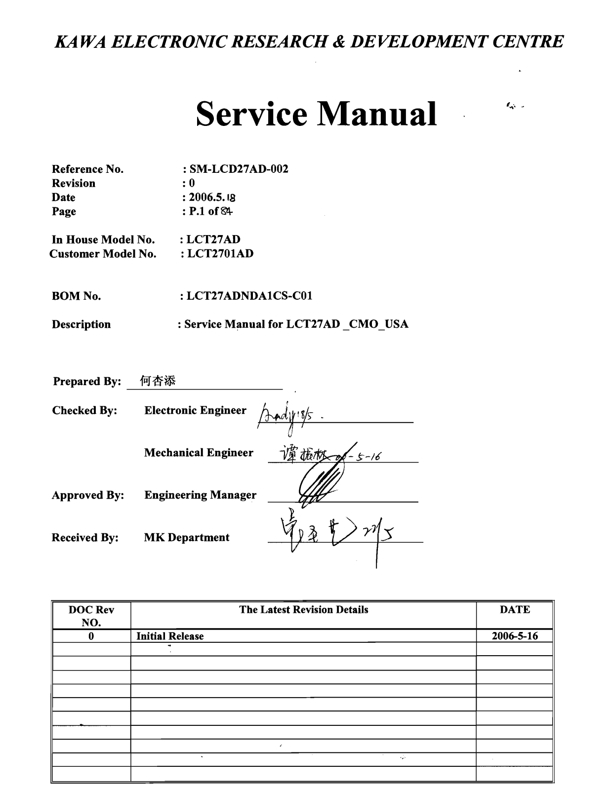 Akai LCT2701AD Service Manual