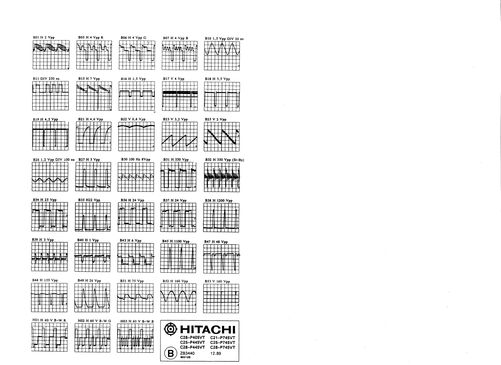 Hitachi C28-P745VT, C28-P445VT, C25-P745VT, C25-P445VT, C21-P745VT Cirquit Diagram