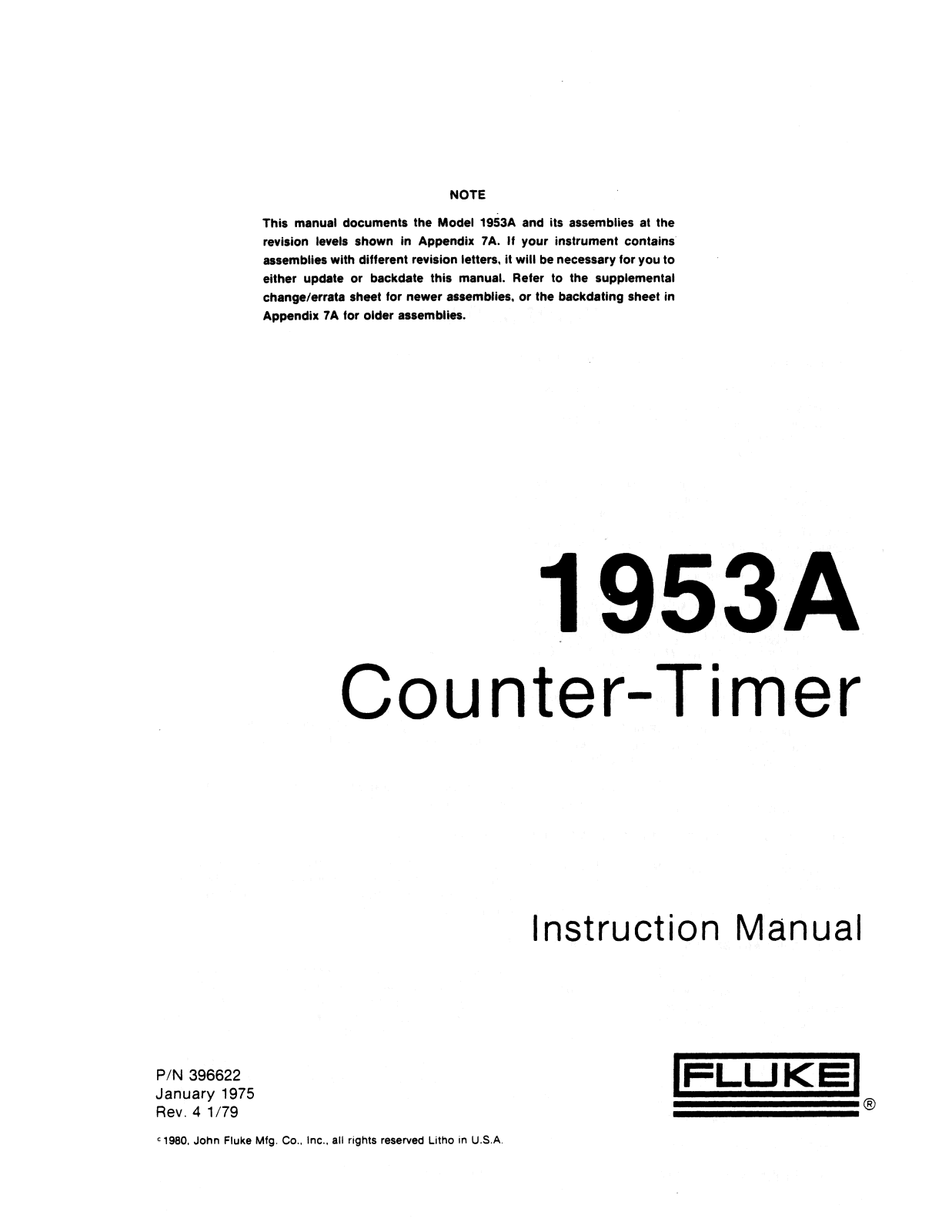 Fluke 1953A Service manual