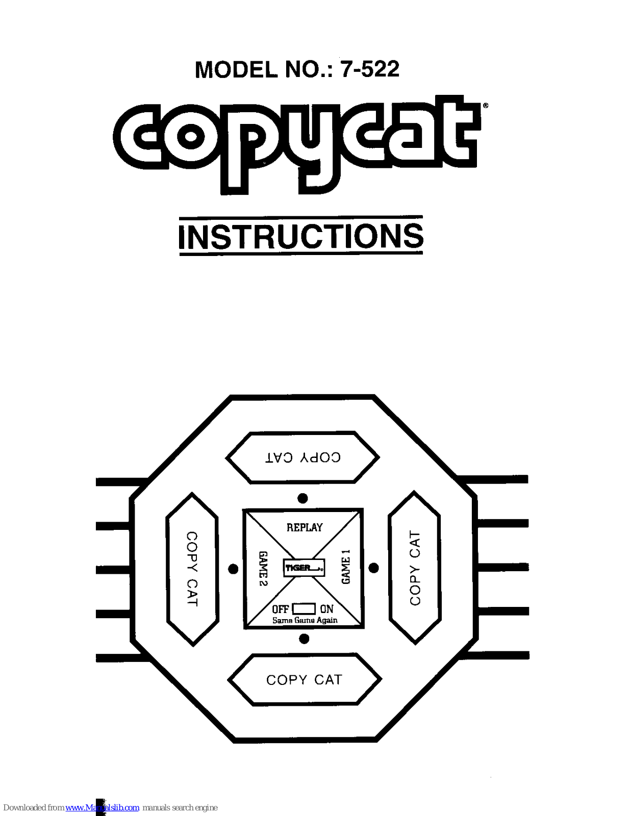 Tiger Electronic Toys 7-522, Copy Cat 7-522 Instructions Manual