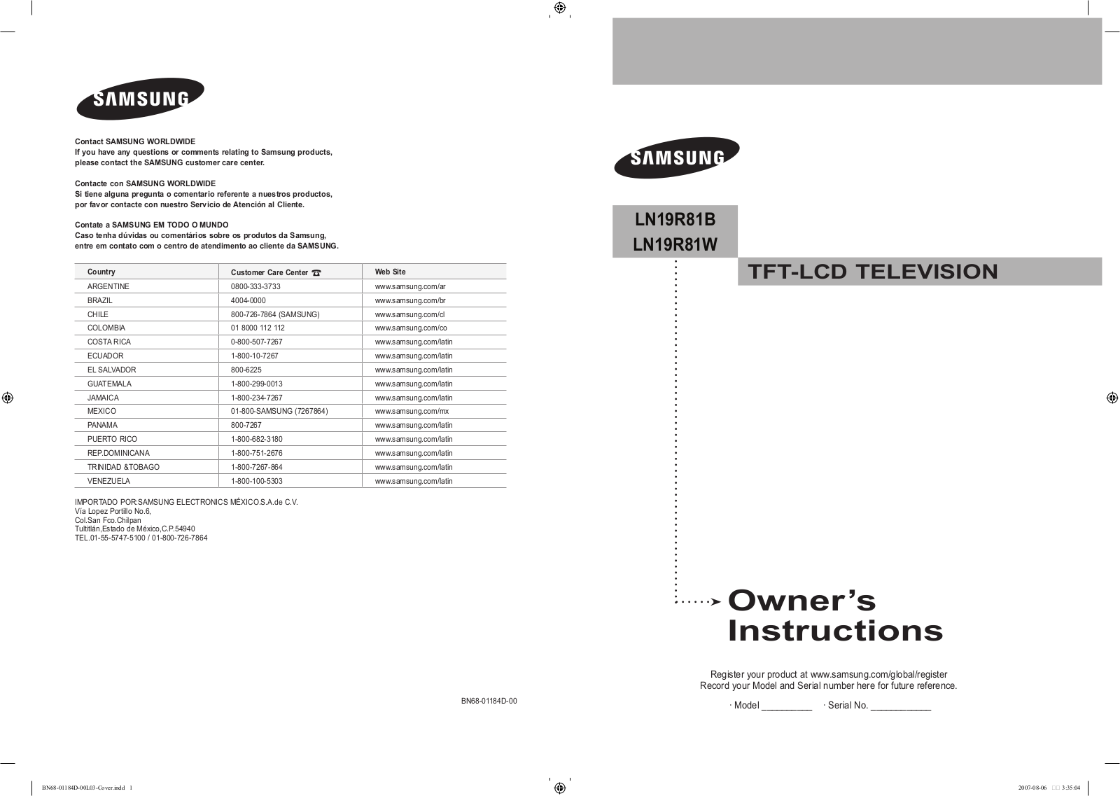 Samsung LN19R81W, LN19R81B User Manual