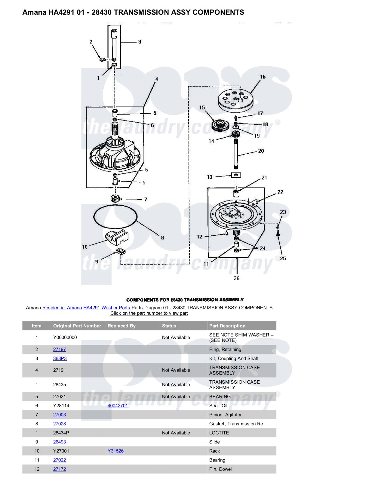 Amana HA4291 Parts Diagram