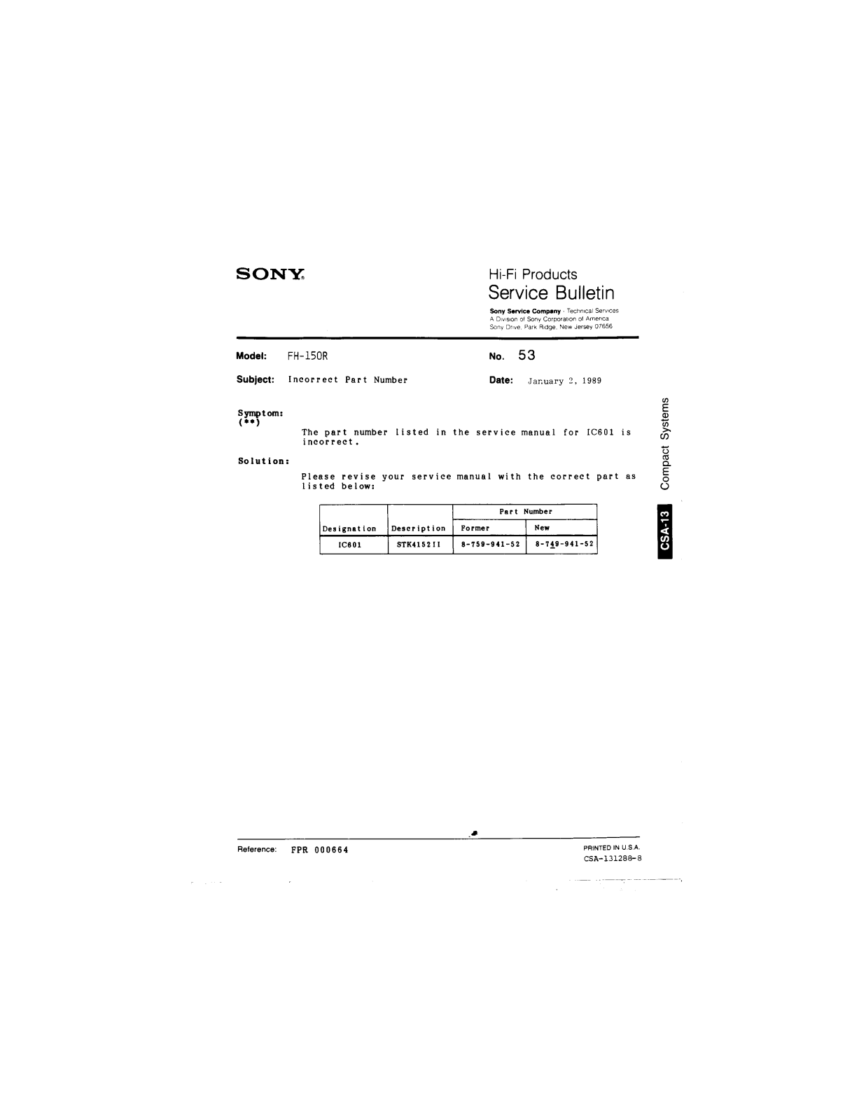 Sony FH-150R Service Manual