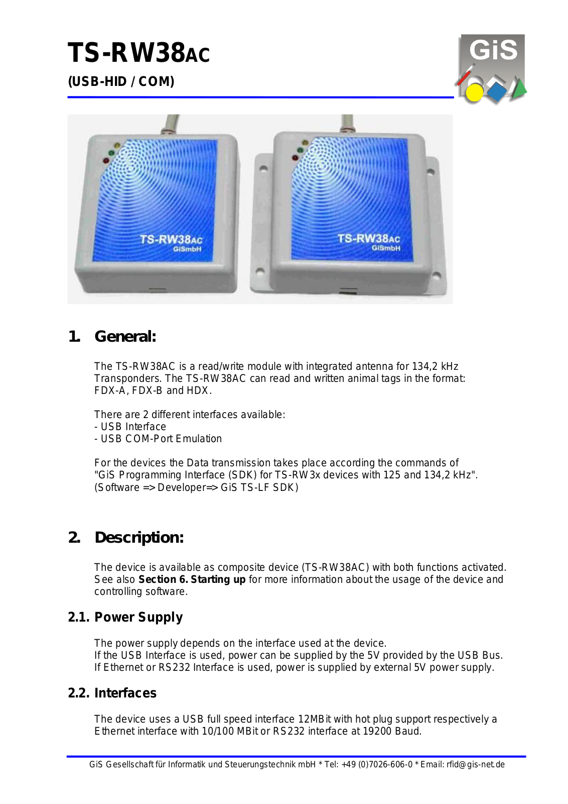 GiS mbH TSRW38AC User Manual