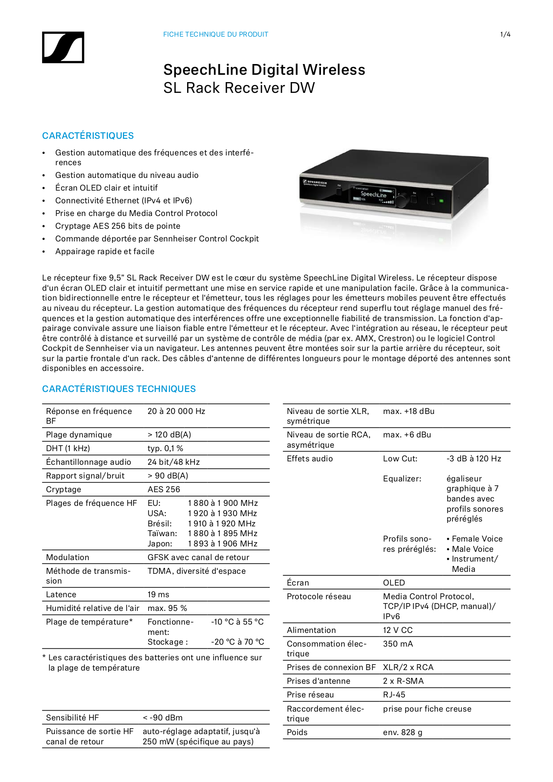 SpeechLine SL Rack Receiver DW User Manual