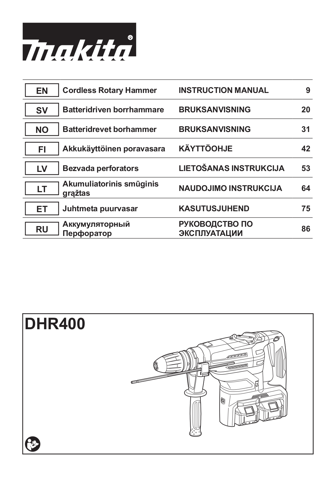 Makita DHR400ZK User manual
