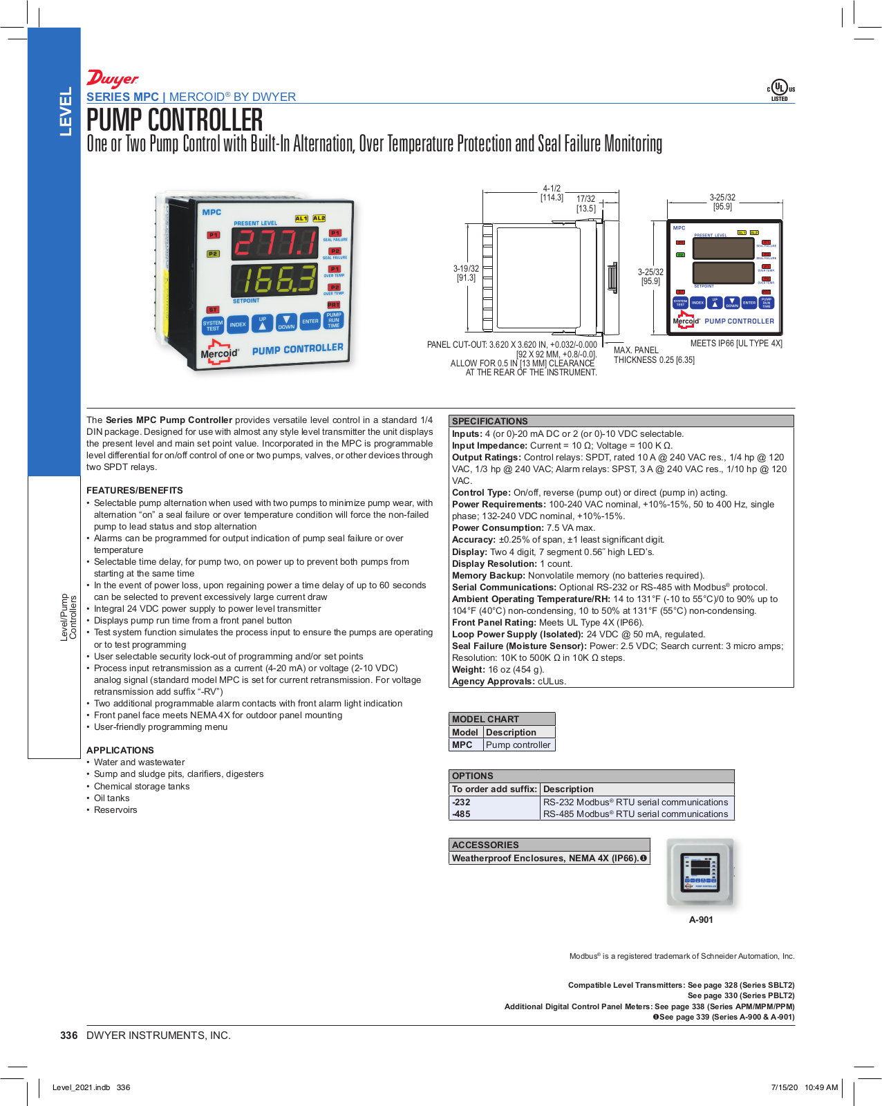 Dwyer Instruments SERIES MPC Catalog Page