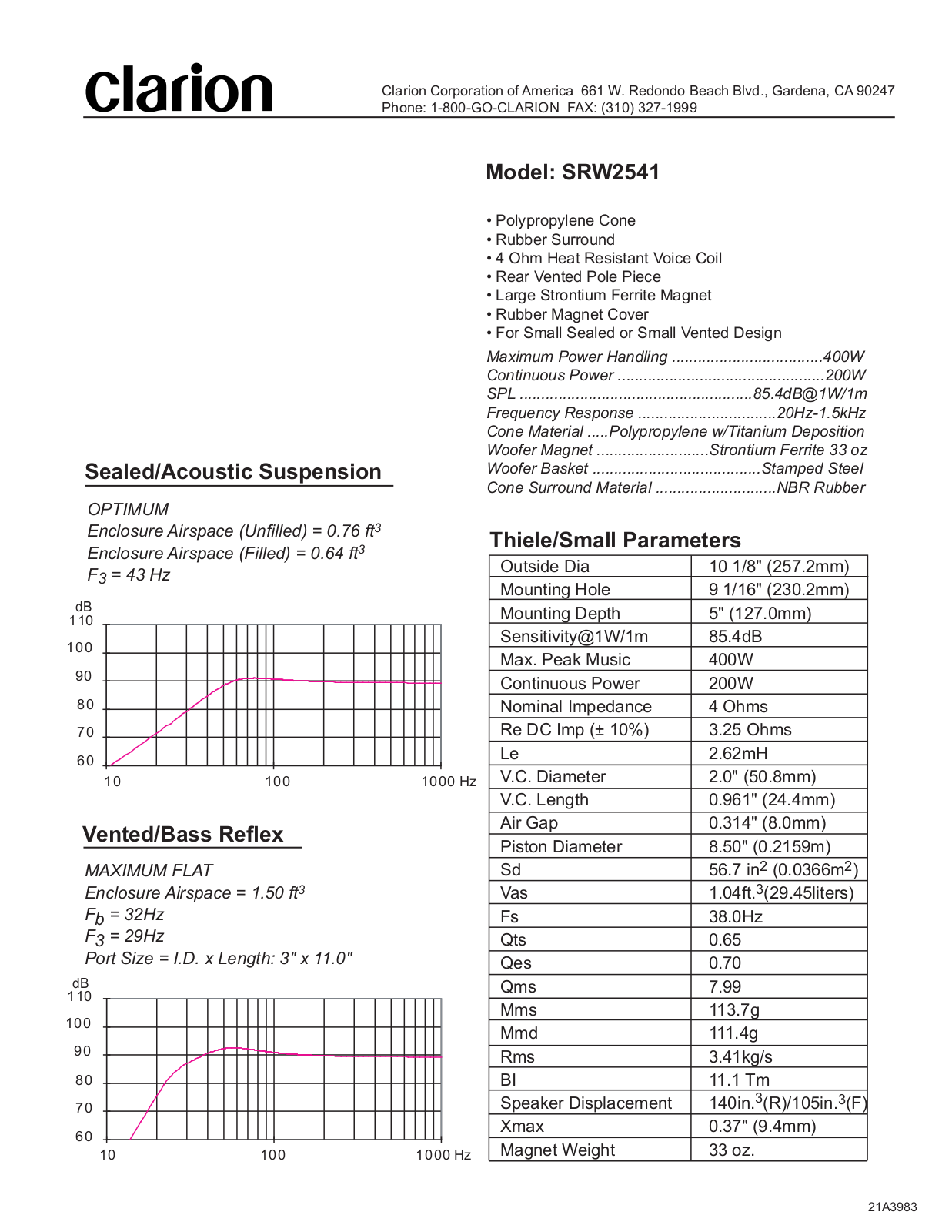 Clarion SRW2541 User Manual