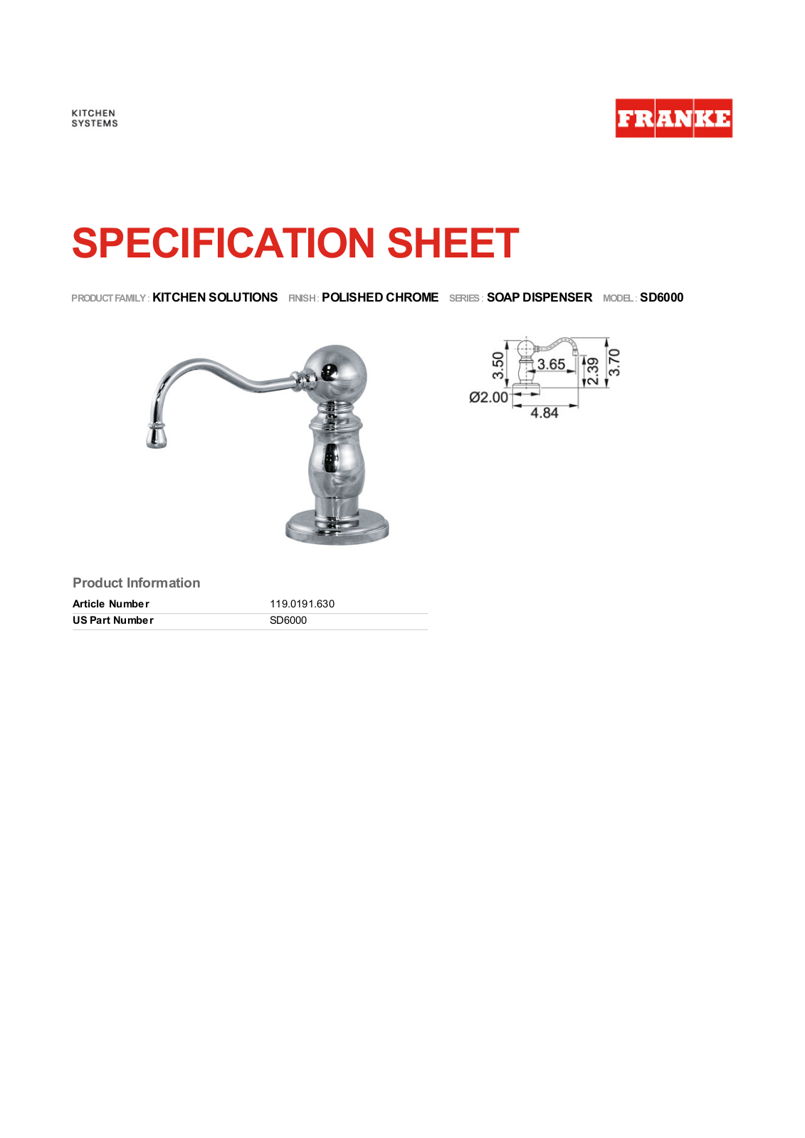 Franke Foodservice SD6000 User Manual