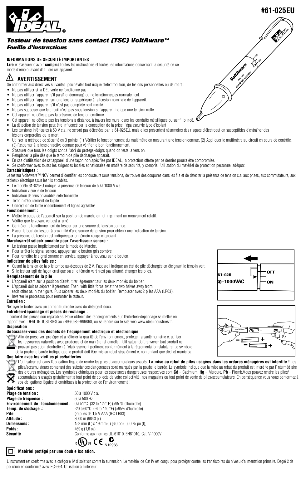 IDEAL Electrical 61-025EU Instruction Sheet