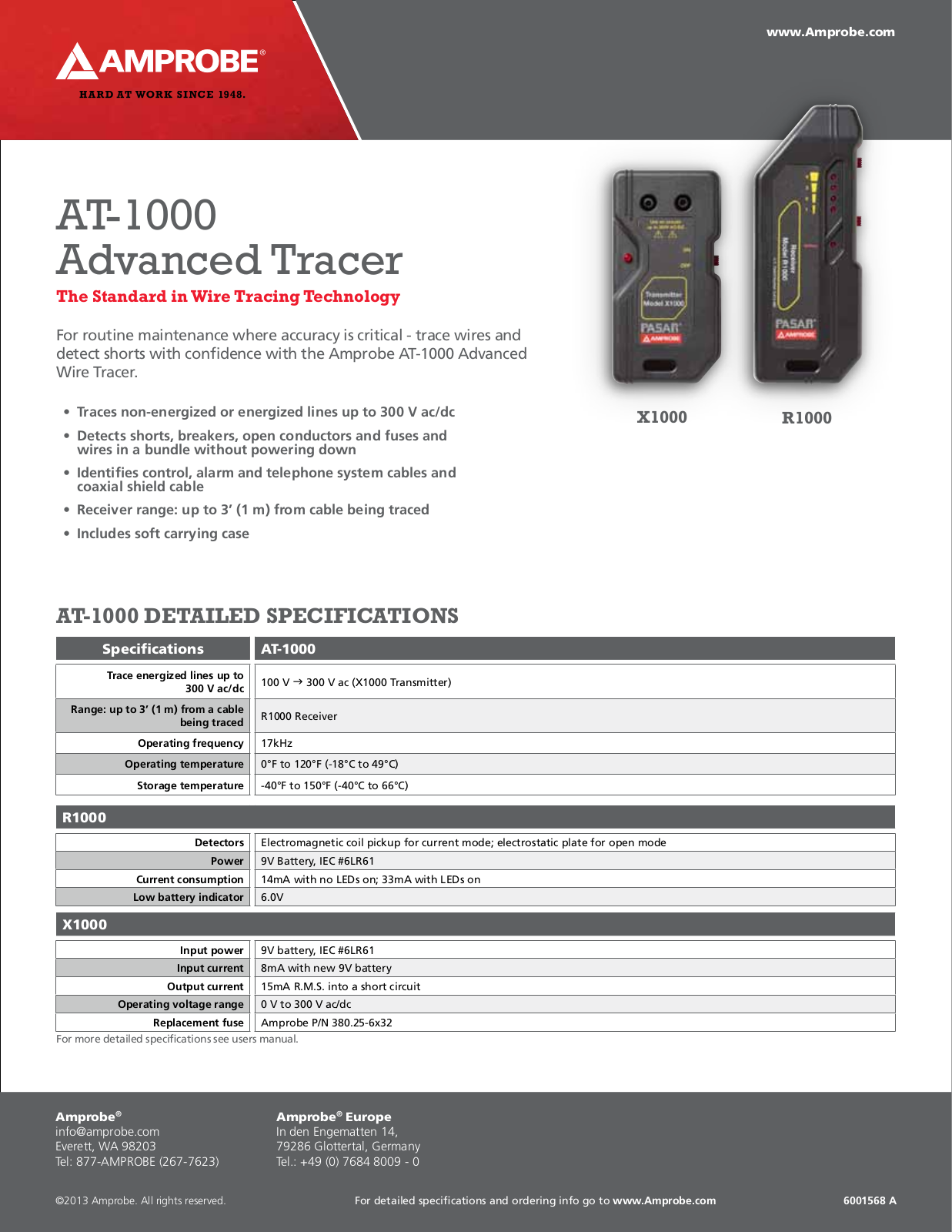 Amprobe AT-1000 Specifications