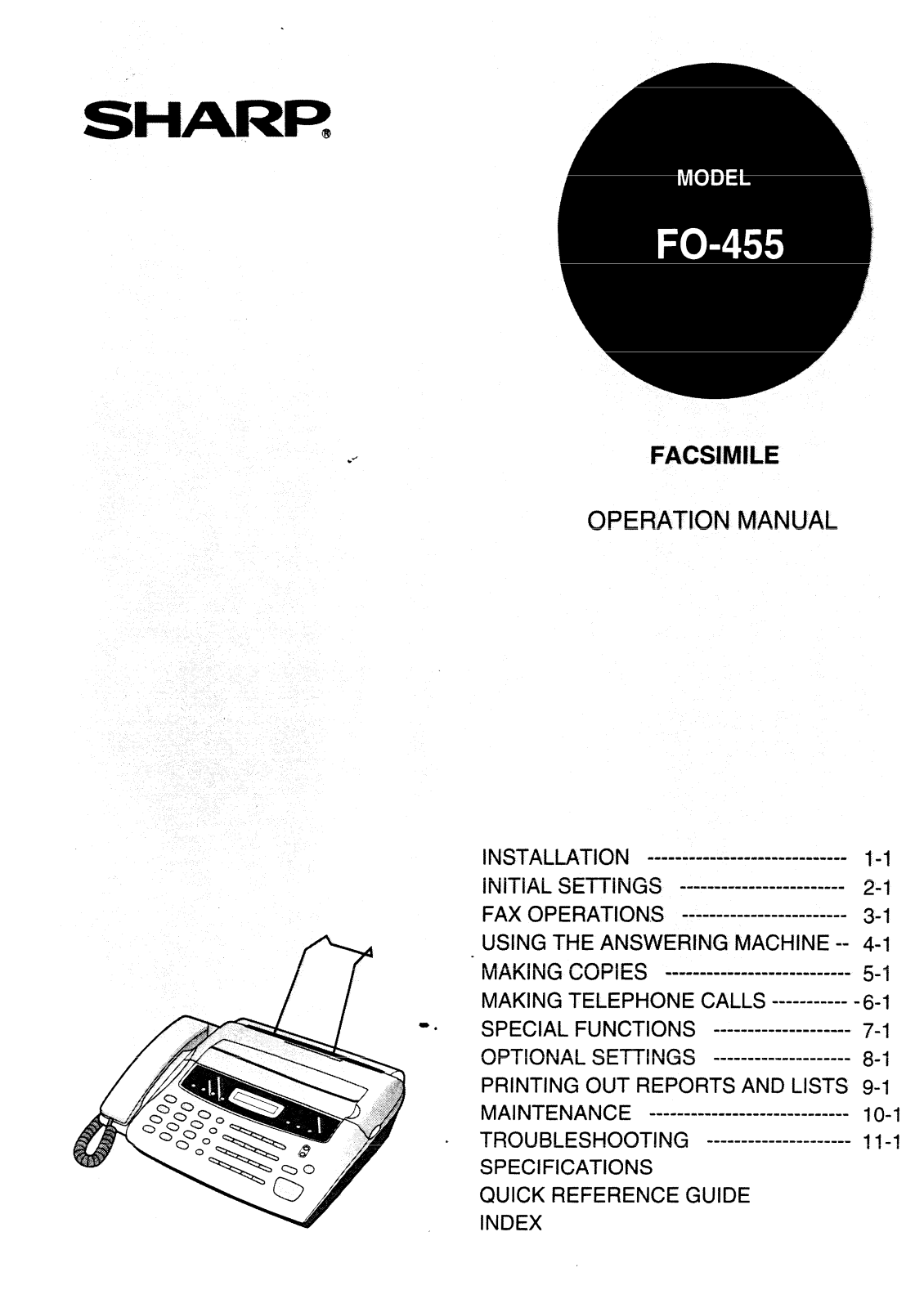 Sharp FO-455 Operation Manual