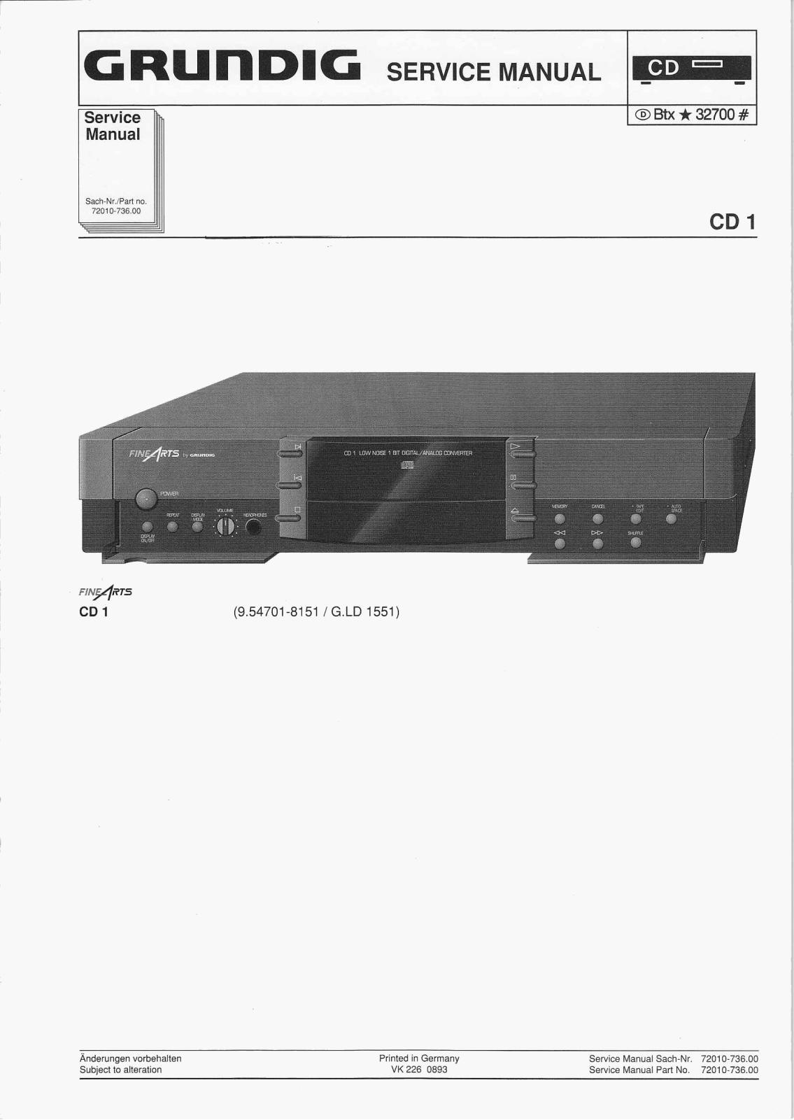 Grundig CD-1 Service Manual