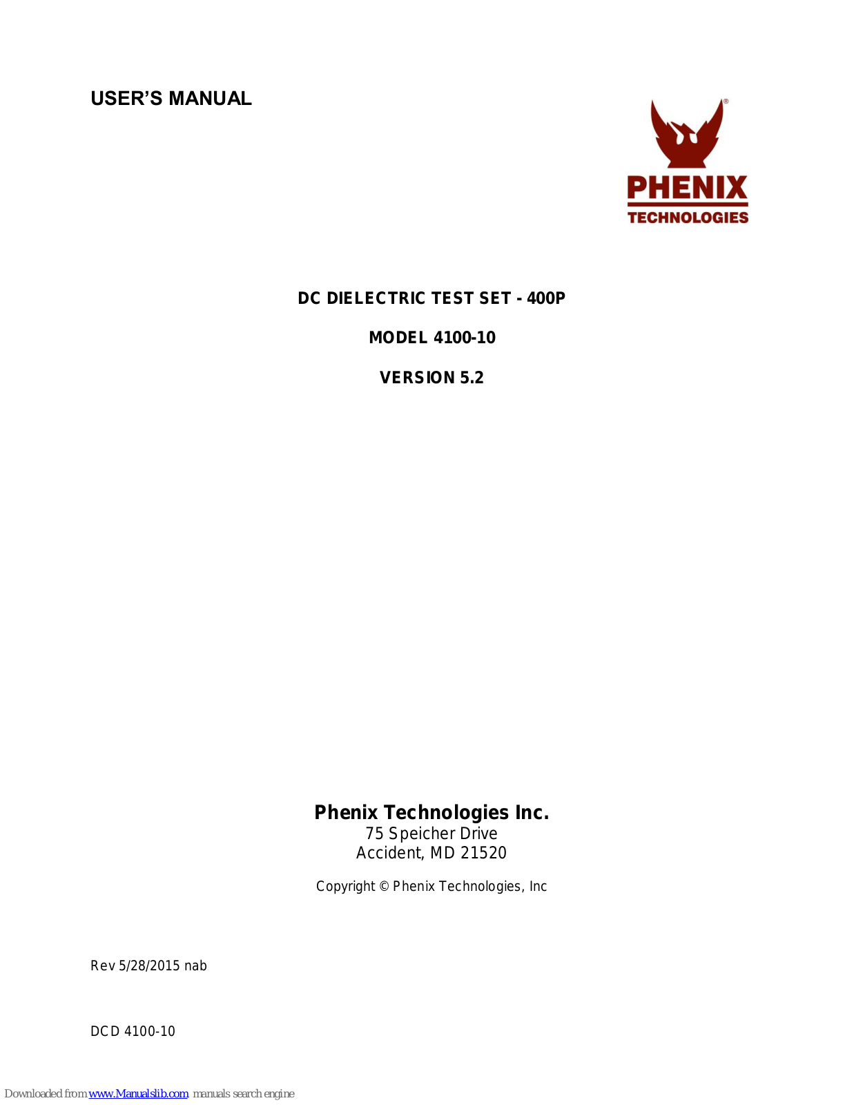 Phenix 4100-10 User Manual - ManualMachine.com