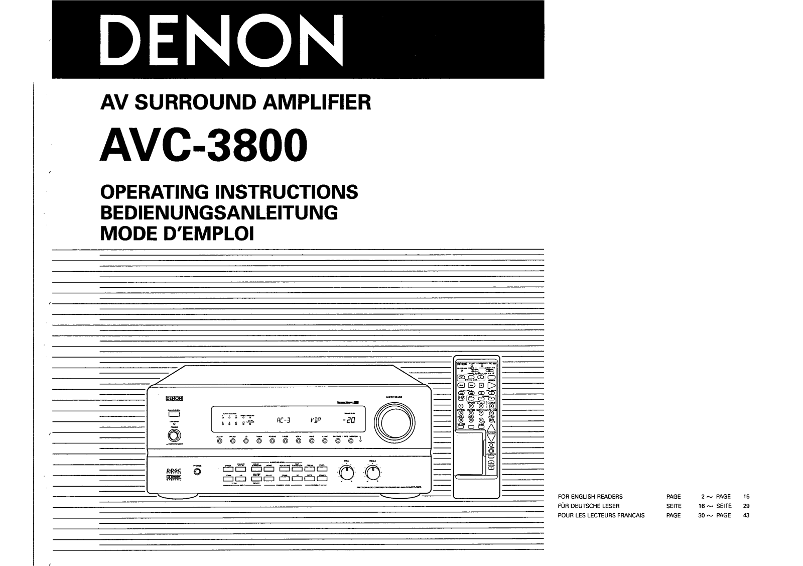 DENON AVC-3800 User Manual