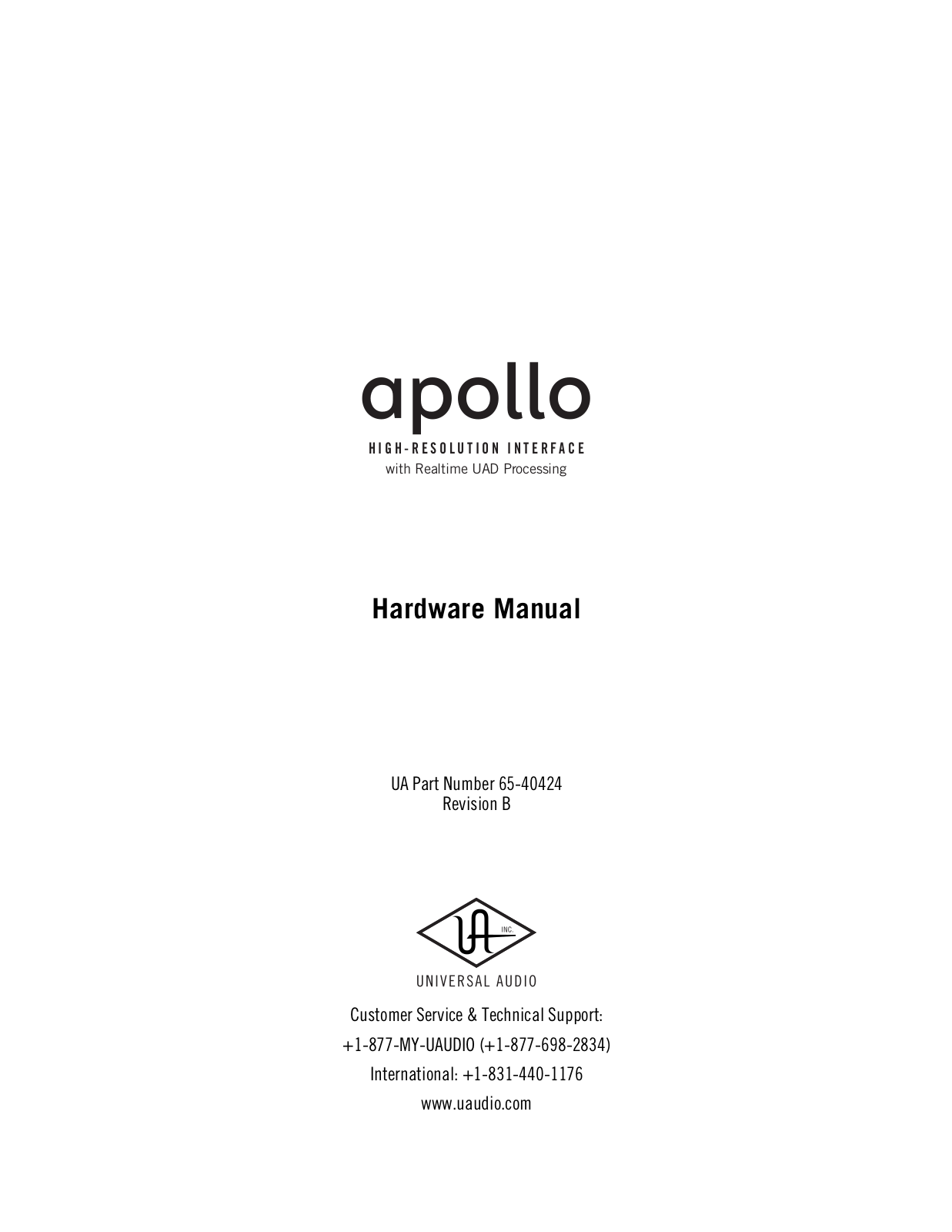 Universal Audio Apollo User Manual