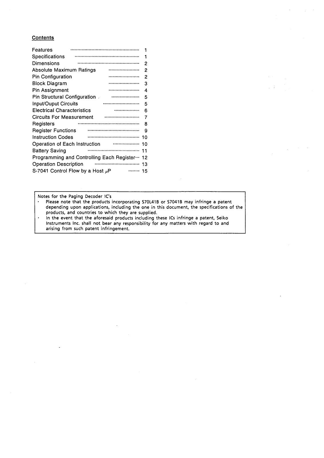 Epson S-7041B Datasheet