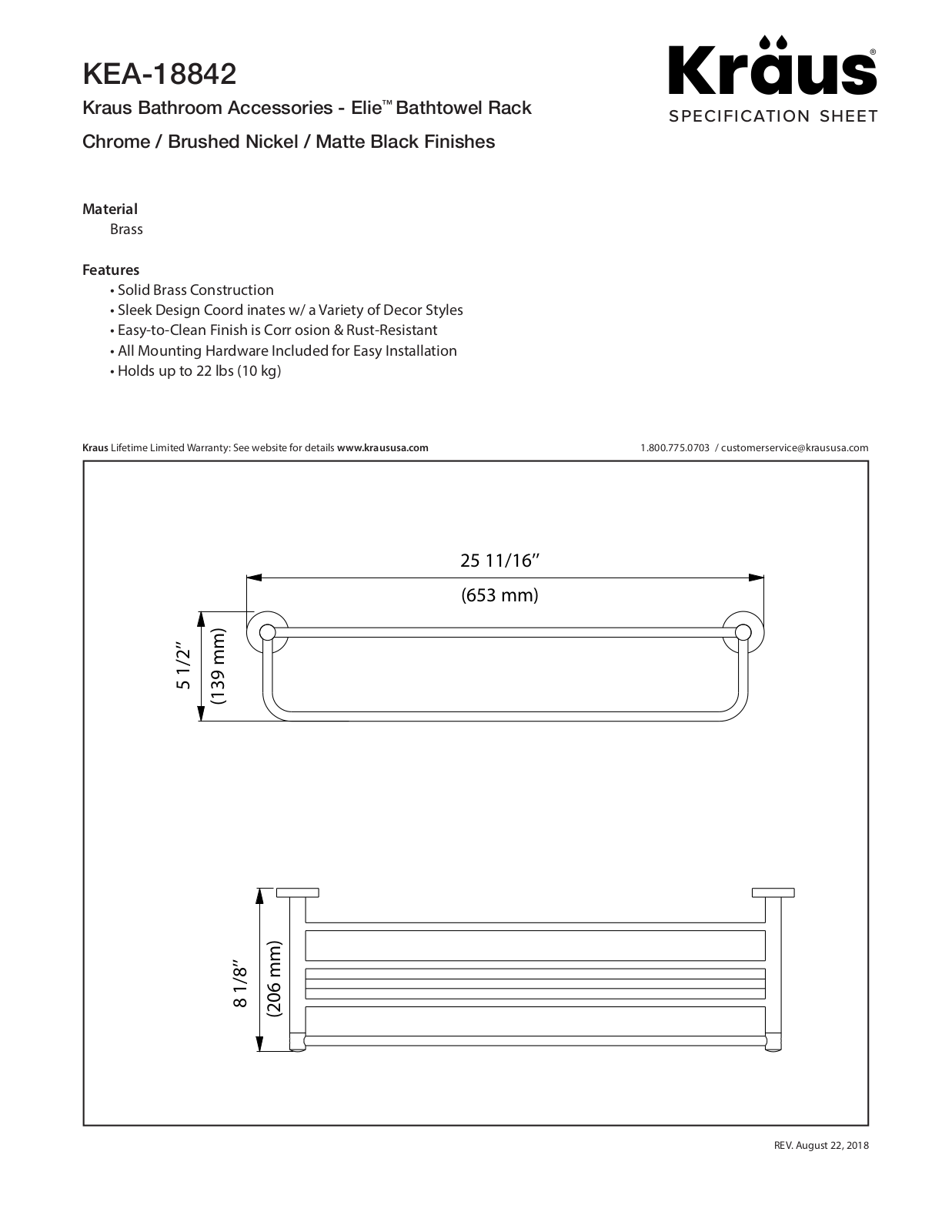 Kraus KEA18842MB Specs