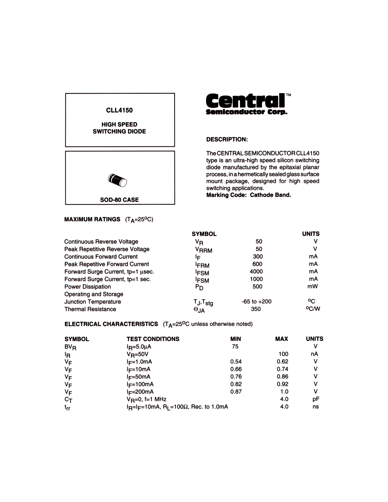 CENTR CLL4150 Datasheet