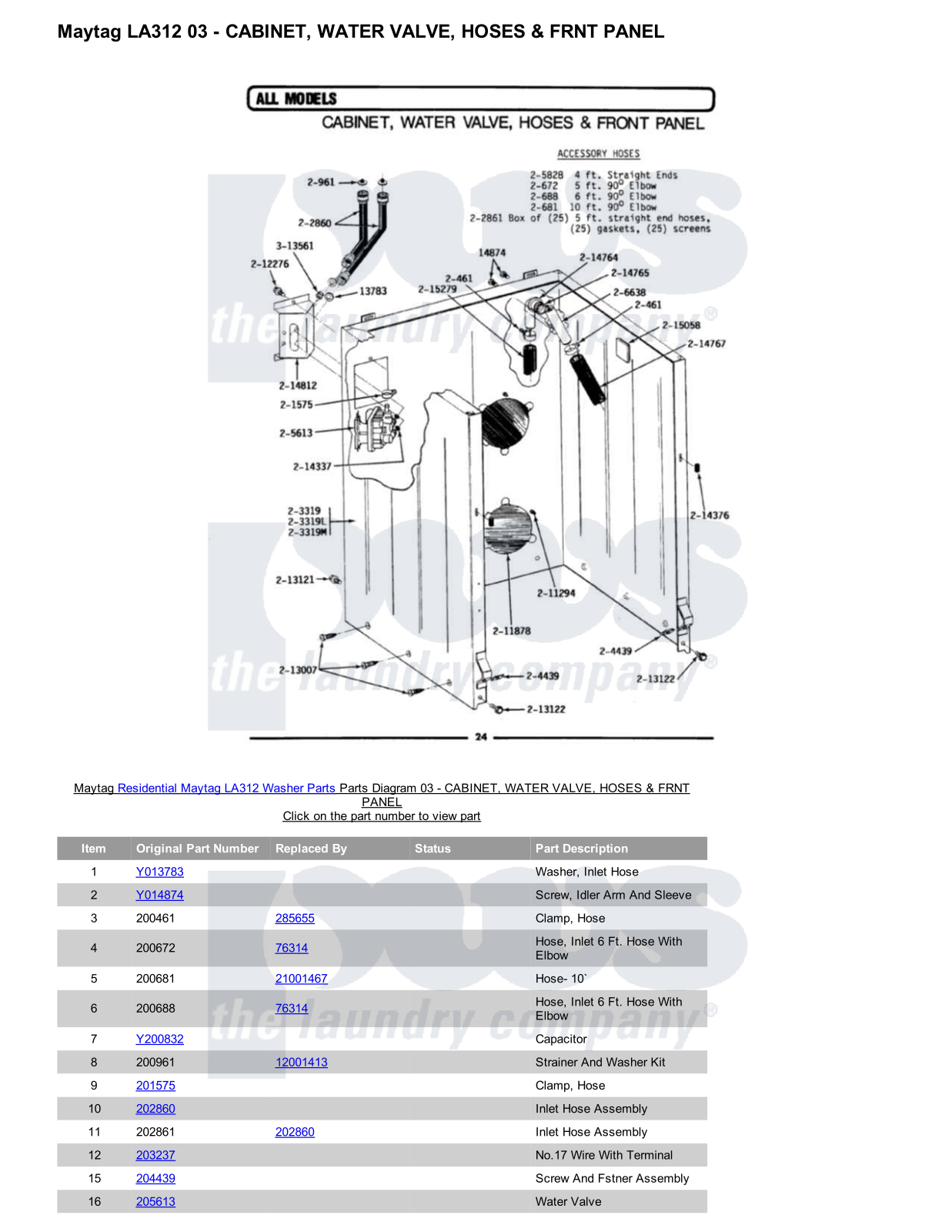 Maytag LA312 Parts Diagram