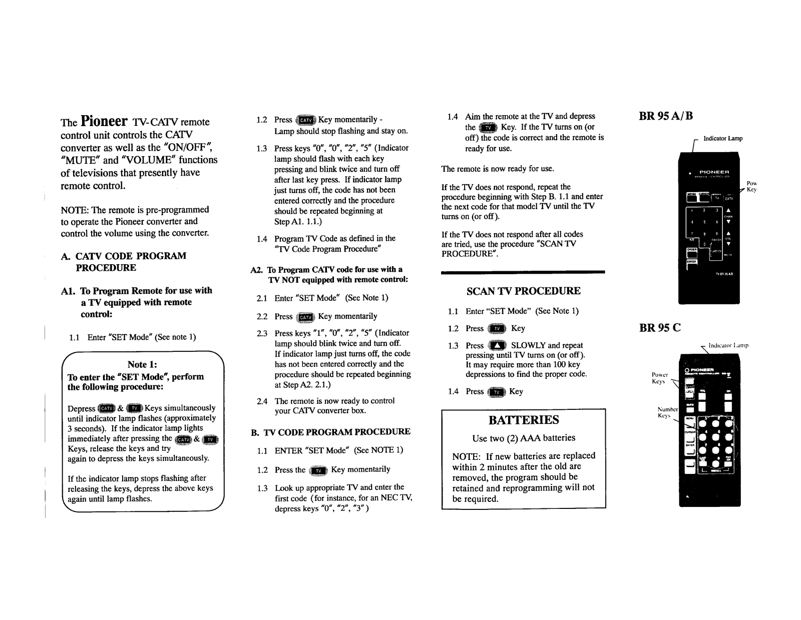 Pioneer BR-95 A-B, BR-95 A User Manual