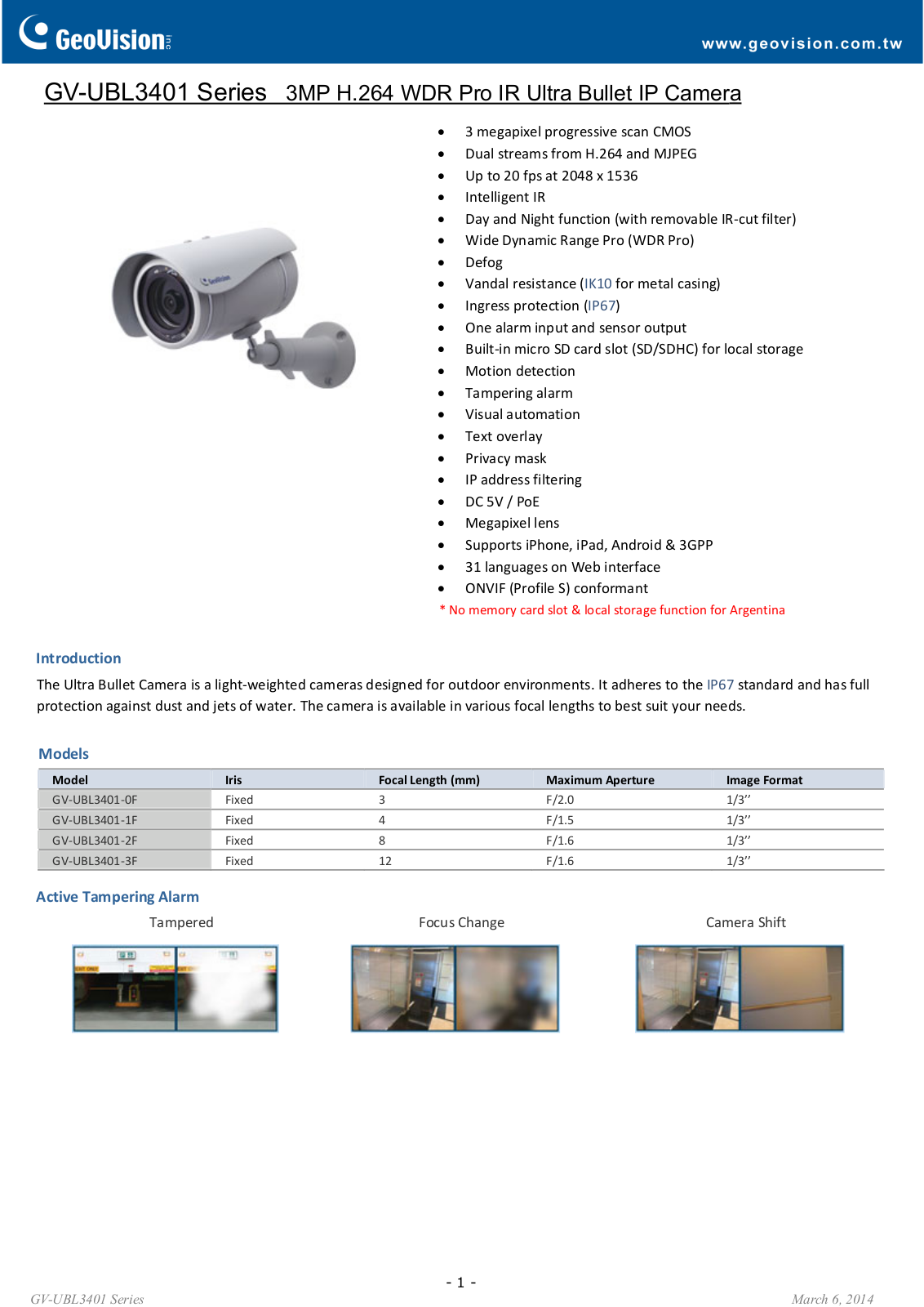 GeoVision UBL3401 User Manual