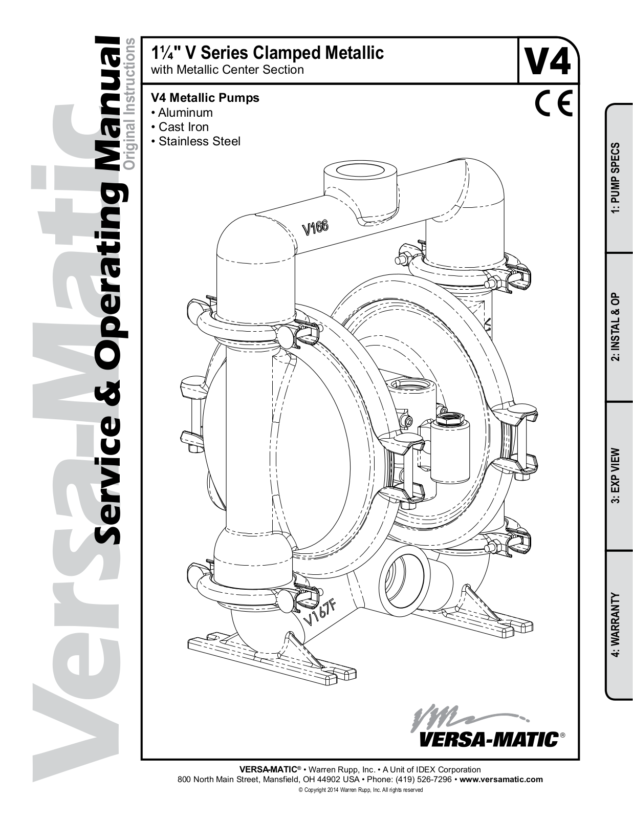 Versa-Matic 1 1/4 V Series Clamped Metallic User Manual