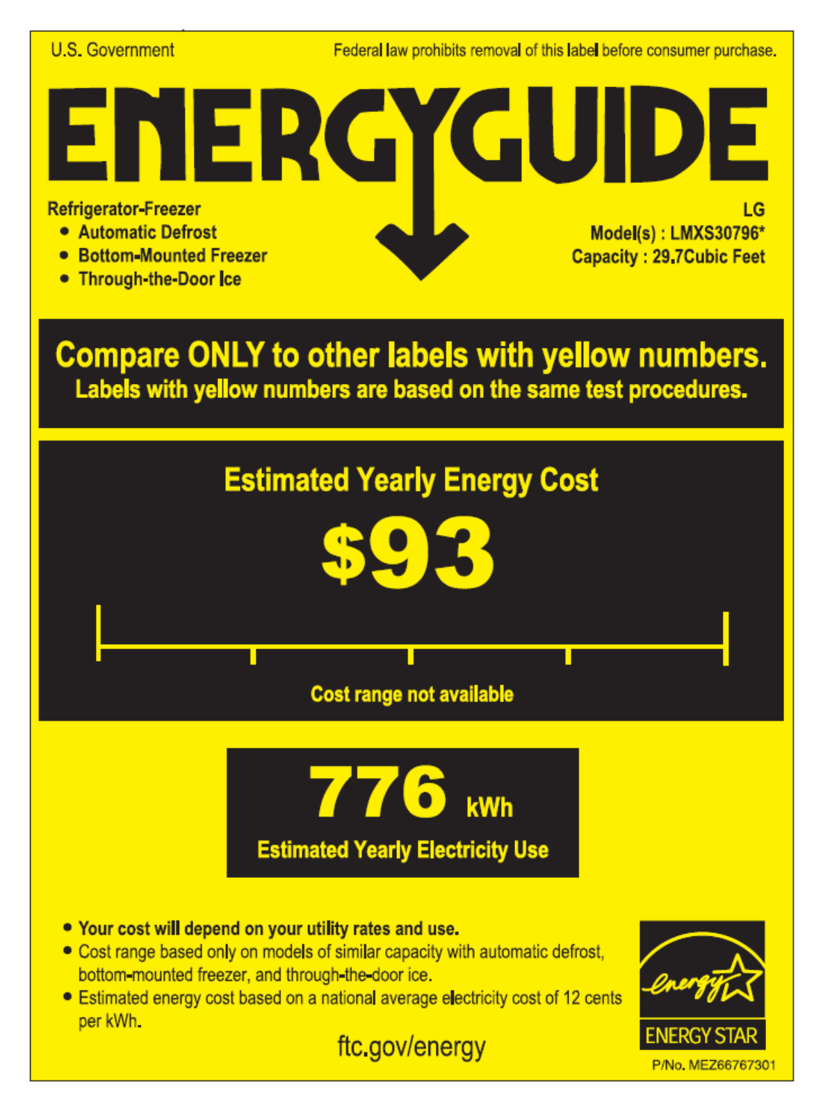 Lg LMXS30796D Energy Guide