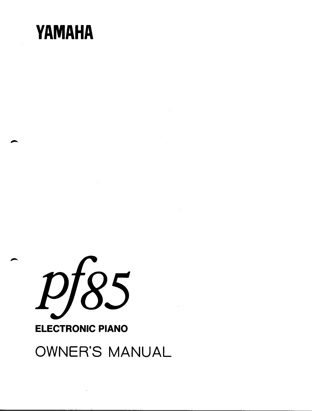 Yamaha PF85 User Manual