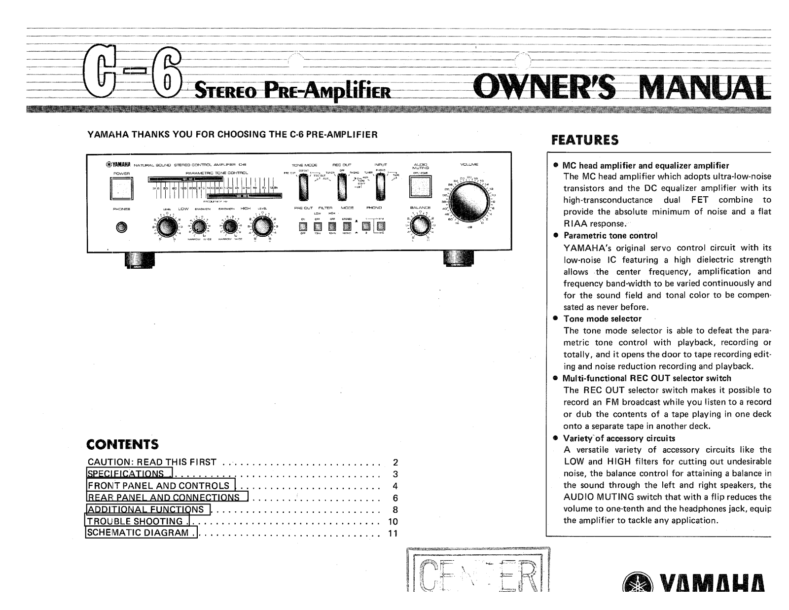 Yamaha C-6 Owner Manual