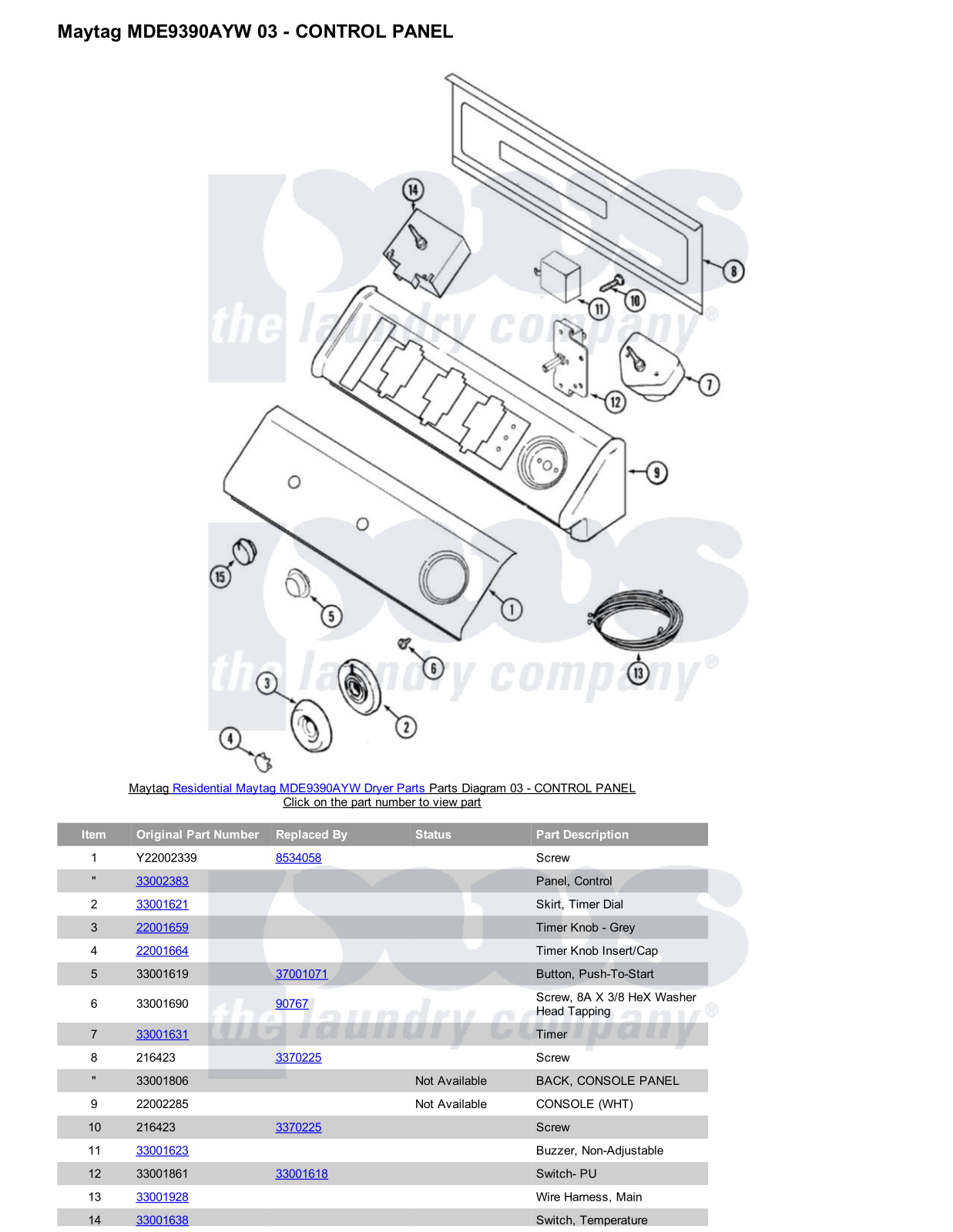 Maytag MDE9390AYW Parts Diagram