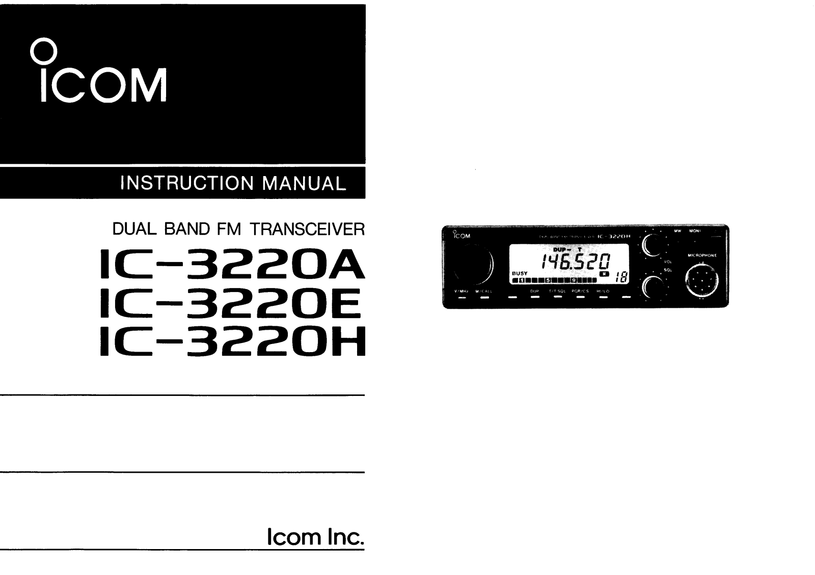 Icom IC-3220E, IC-3220H, IC-3220A User Manual