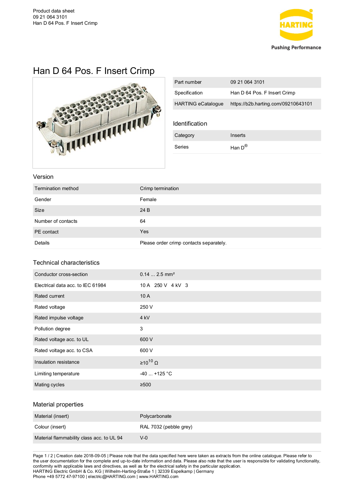 HARTING 09210643101 Datasheet - ManualMachine.com