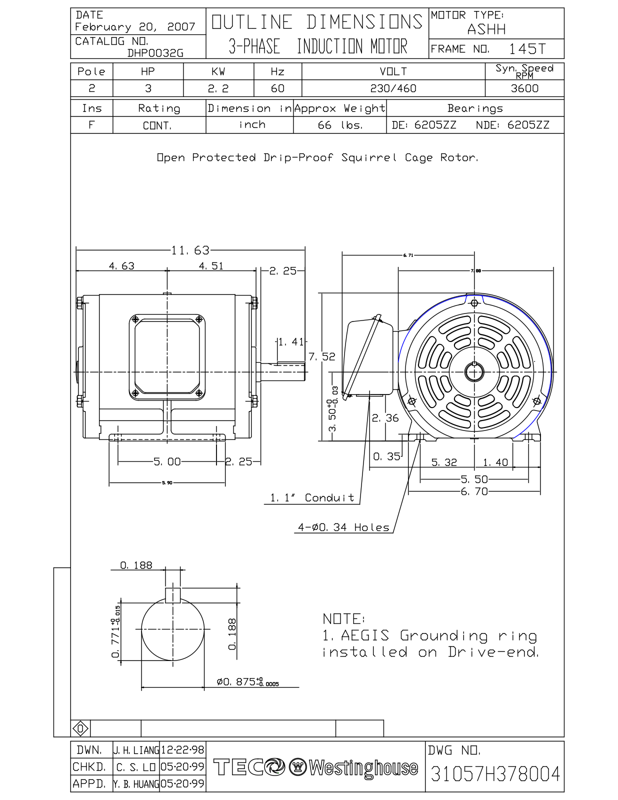 Teco DHP0032G Reference Drawing